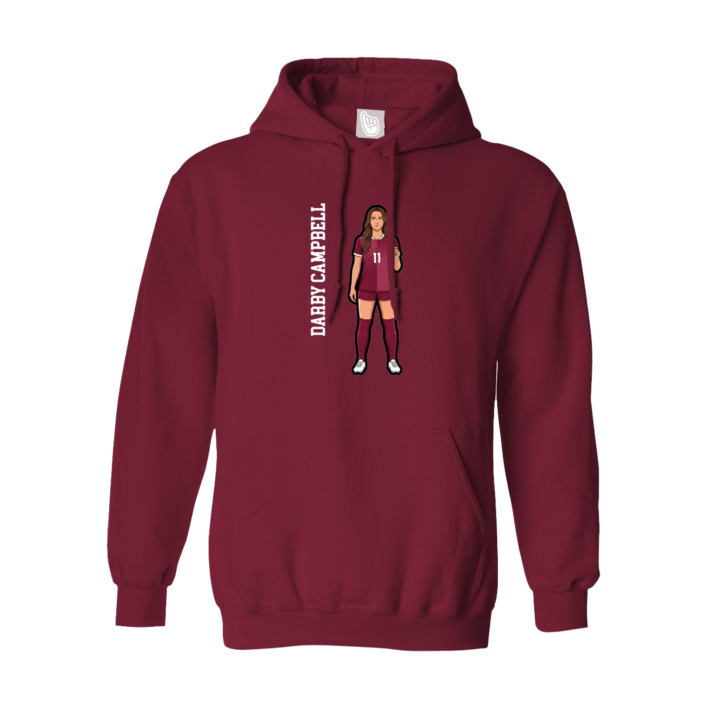 Hoodie — Name Vertical in Cardinal