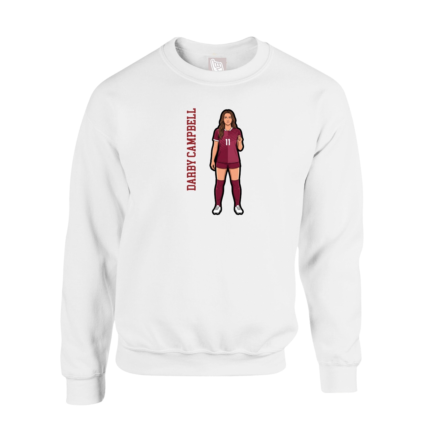 Fleece Crew — Name Vertical in White