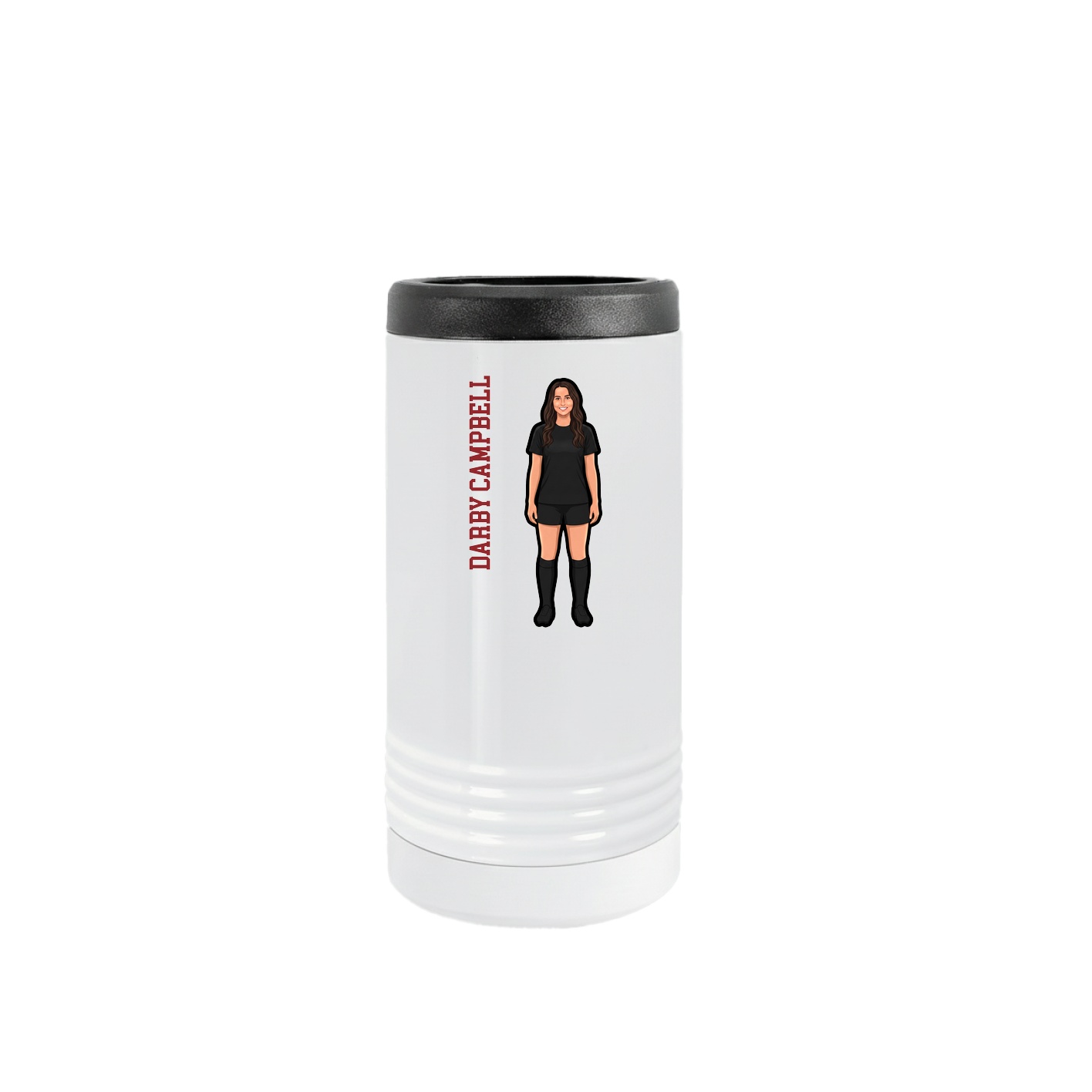 Slim Beverage Holder — Name Vertical in White
