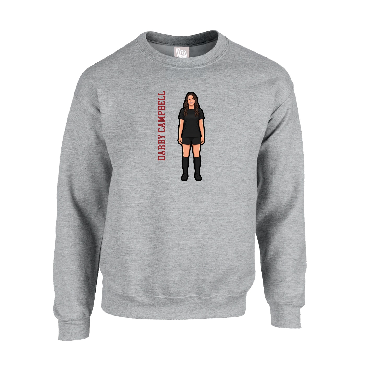 Fleece Crew — Name Vertical in Grey