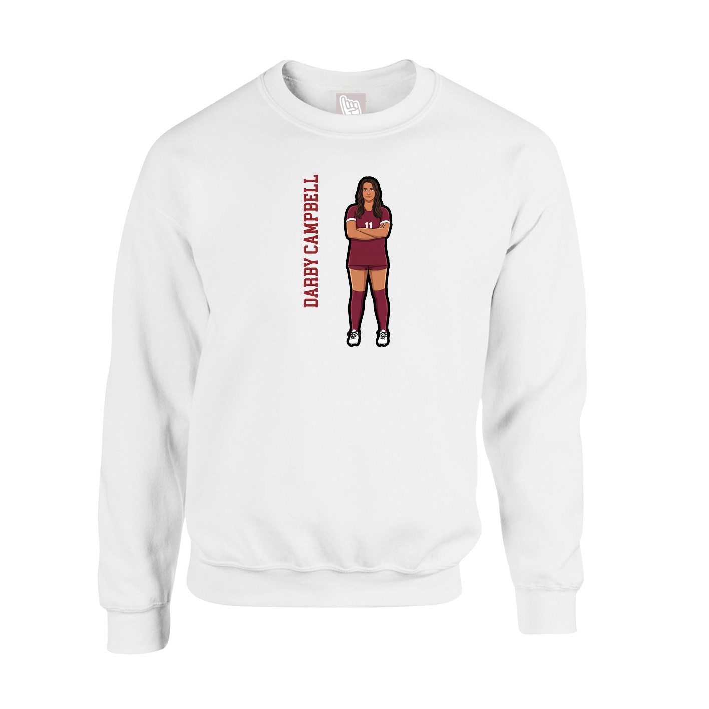 Fleece Crew — Name Vertical in White