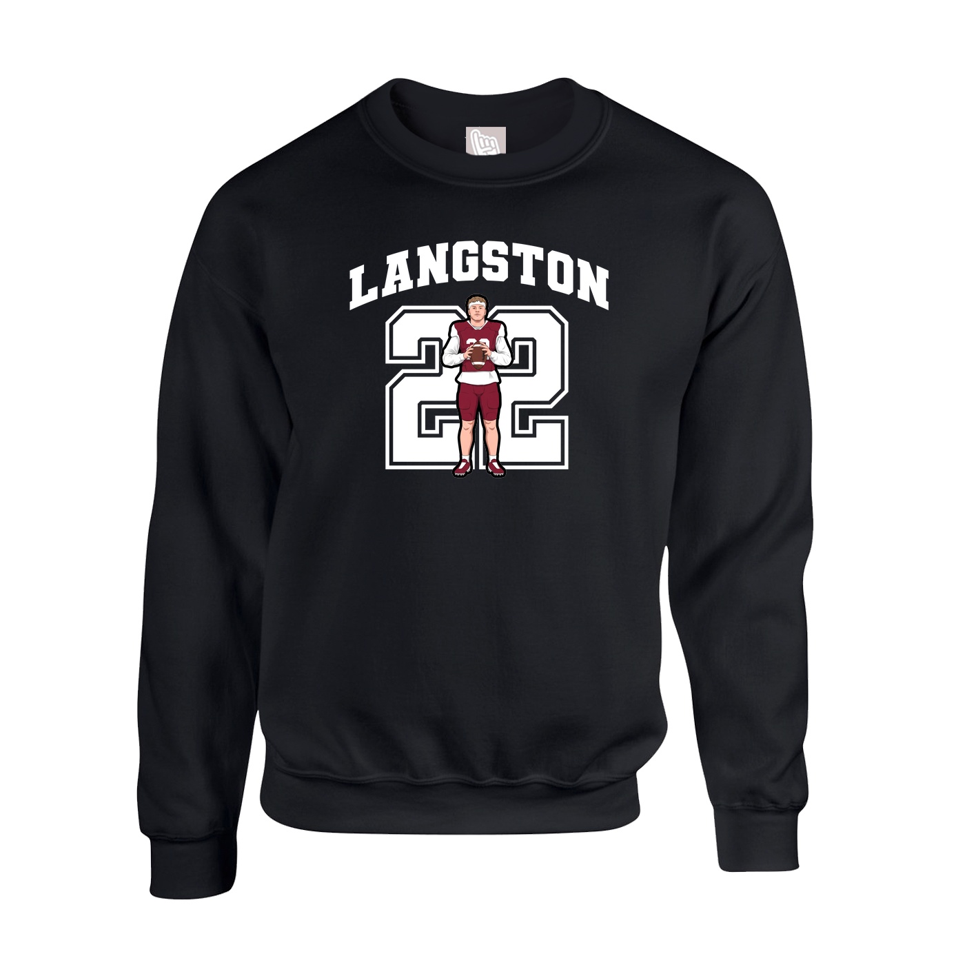 Fleece Crew — Number in Black