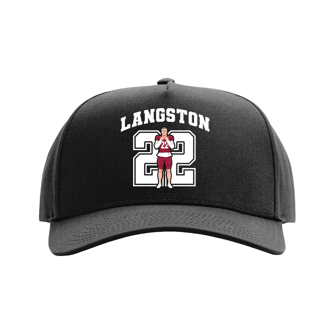 Full Fabric Five-Panel Champ Cap — Number in Black