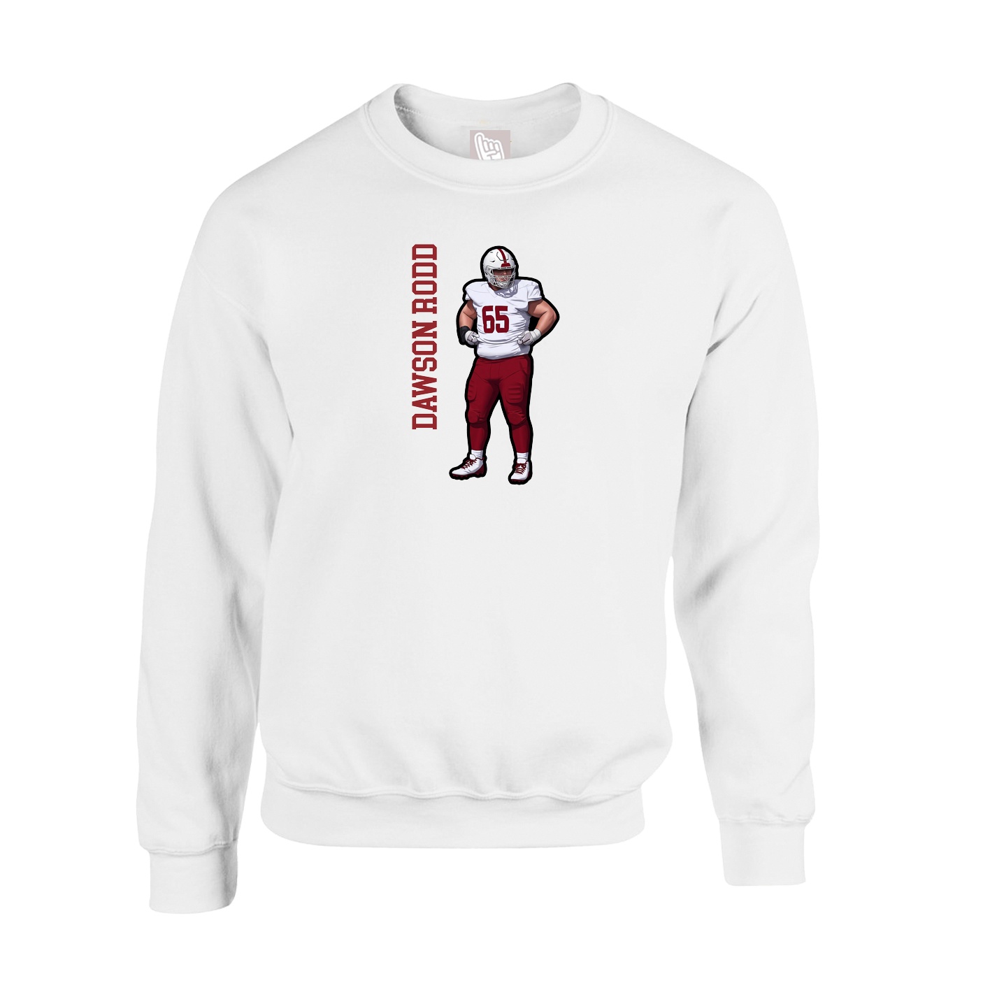 Fleece Crew — Name Vertical in White