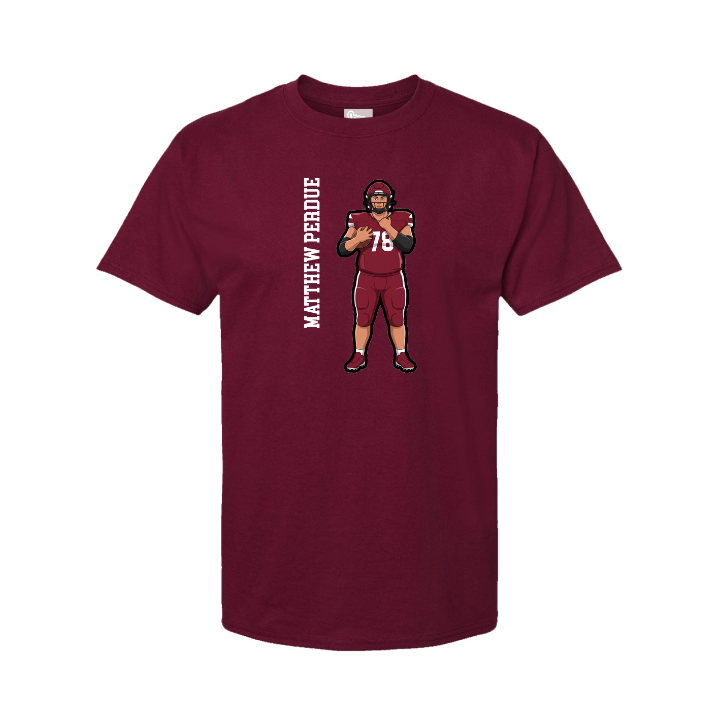 Youth Tee — Name Vertical in Cardinal