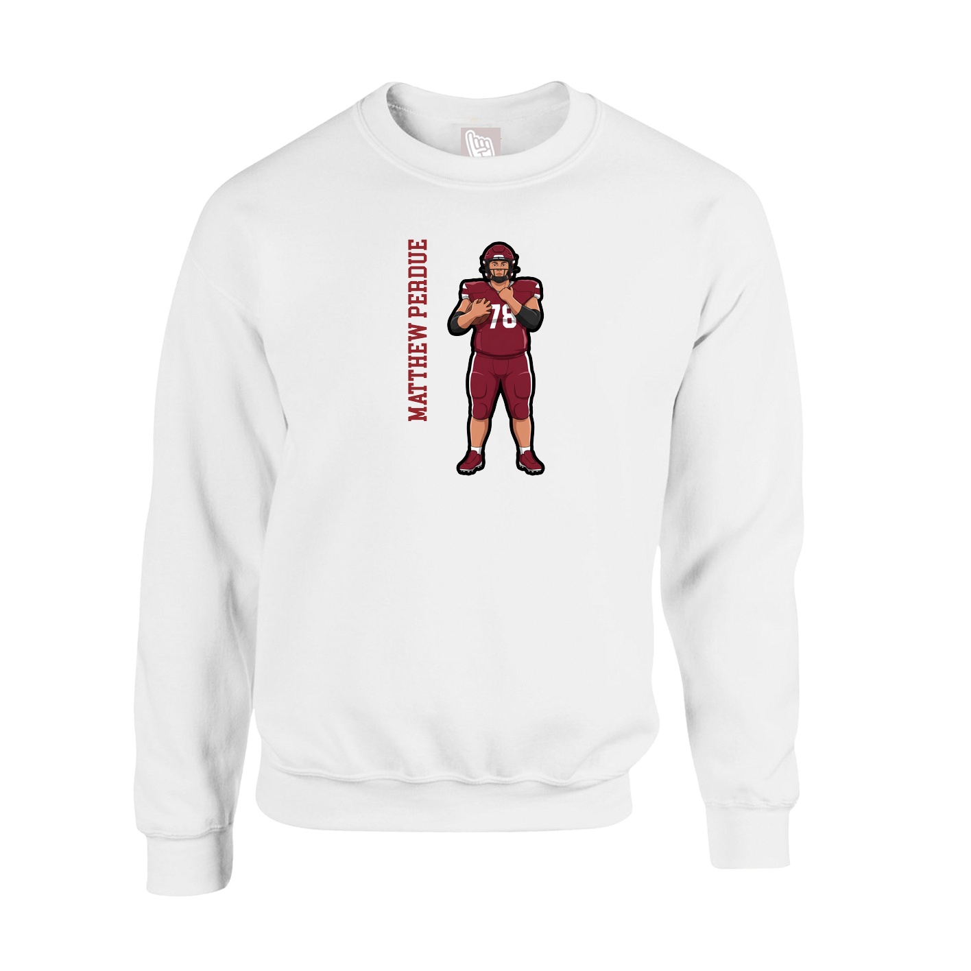 Fleece Crew — Name Vertical in White
