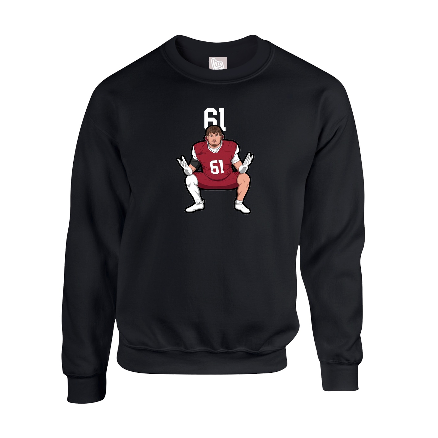 Fleece Crew — Number Top in Black
