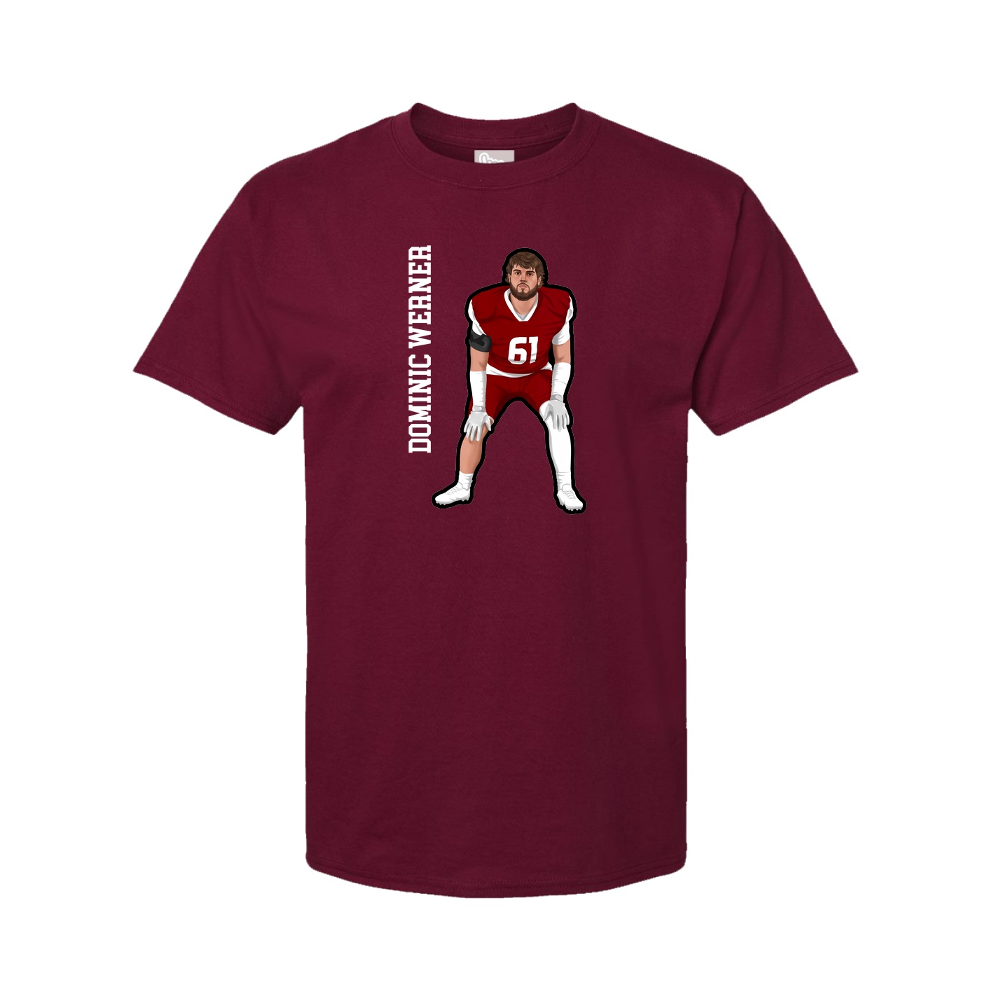 Youth Tee — Name Vertical in Cardinal