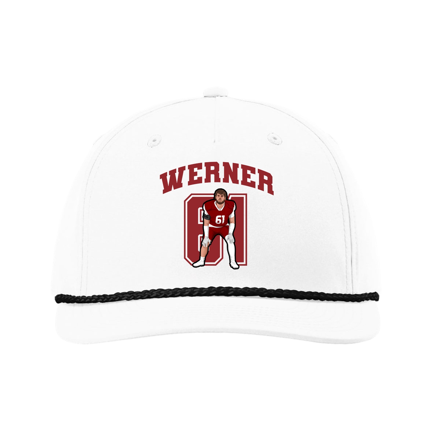 Five-Panel Classic Rope Cap — Number in White