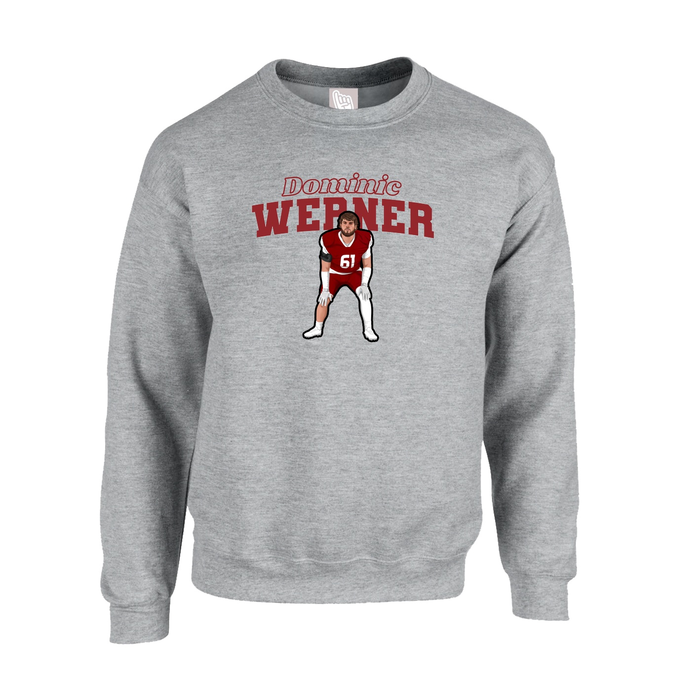 Fleece Crew — Name Arch in Grey