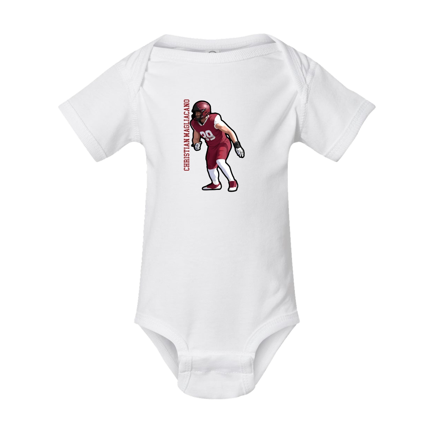 Baby Onesie — Name Vertical in White
