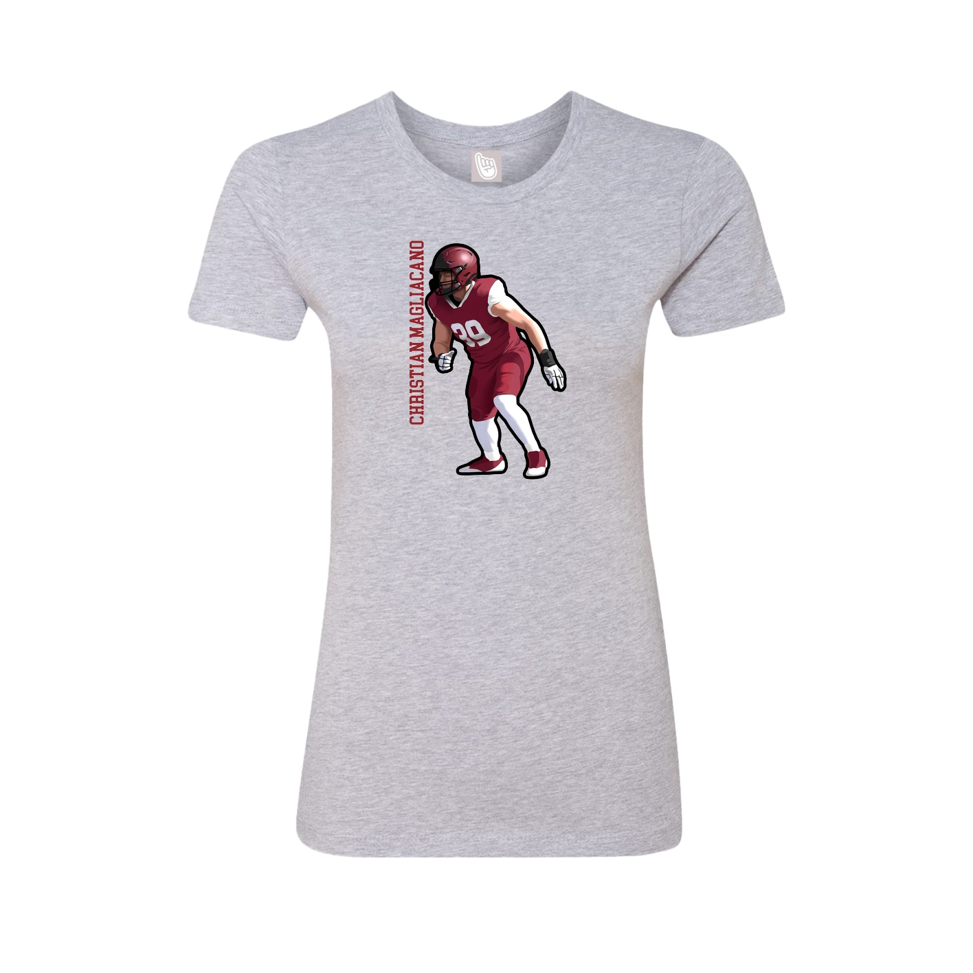 Fitted Women's Tee — Name Vertical in Grey