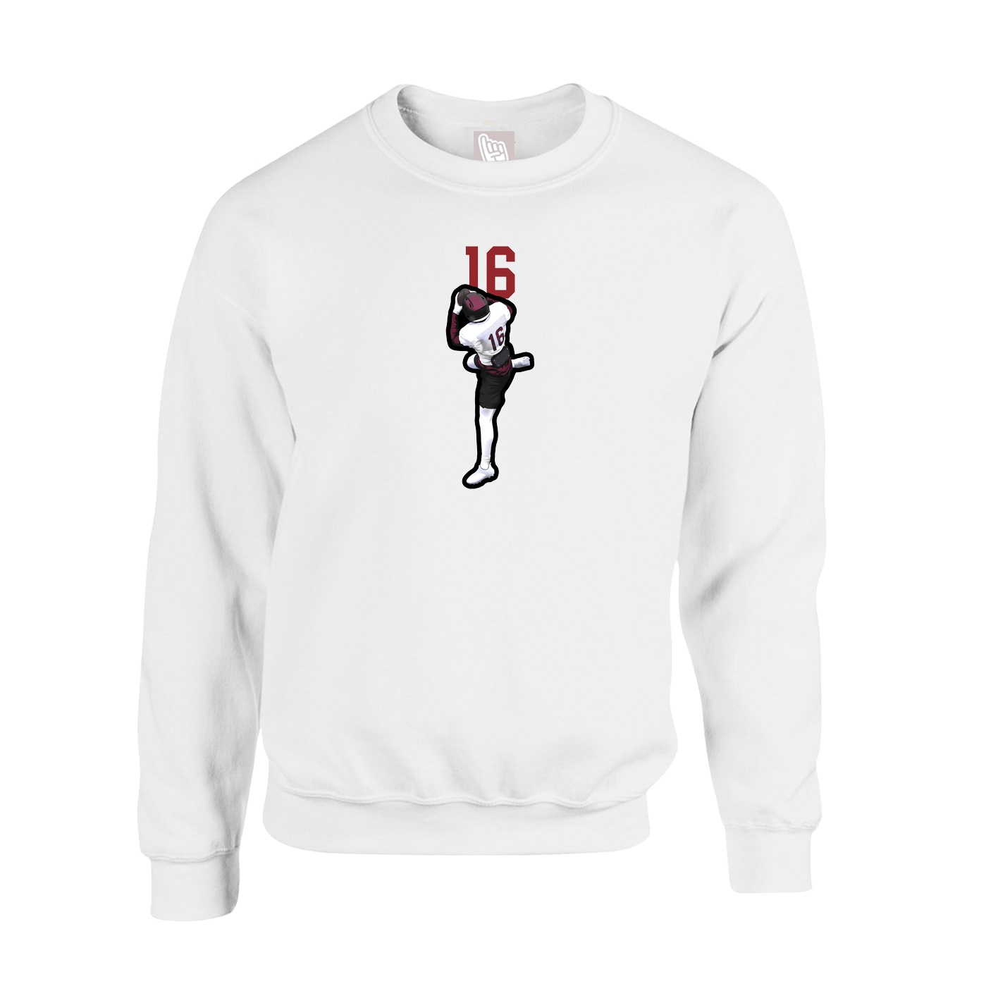 Fleece Crew — Number Top in White