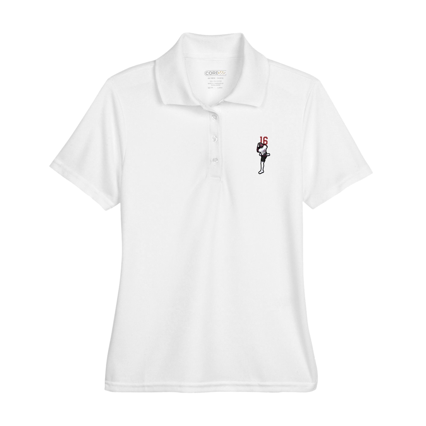 Womens Performance Polo — Number Top in White