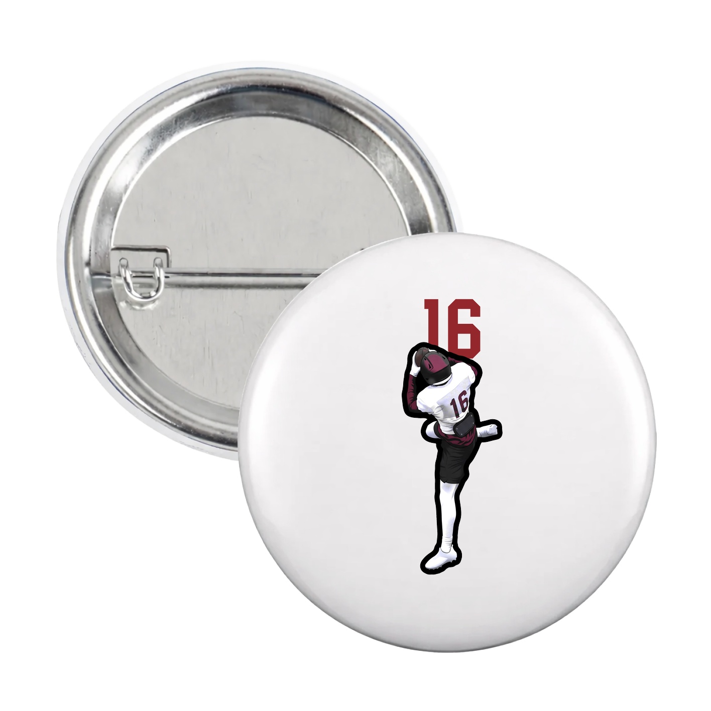 Game Day Button — Number Top in White