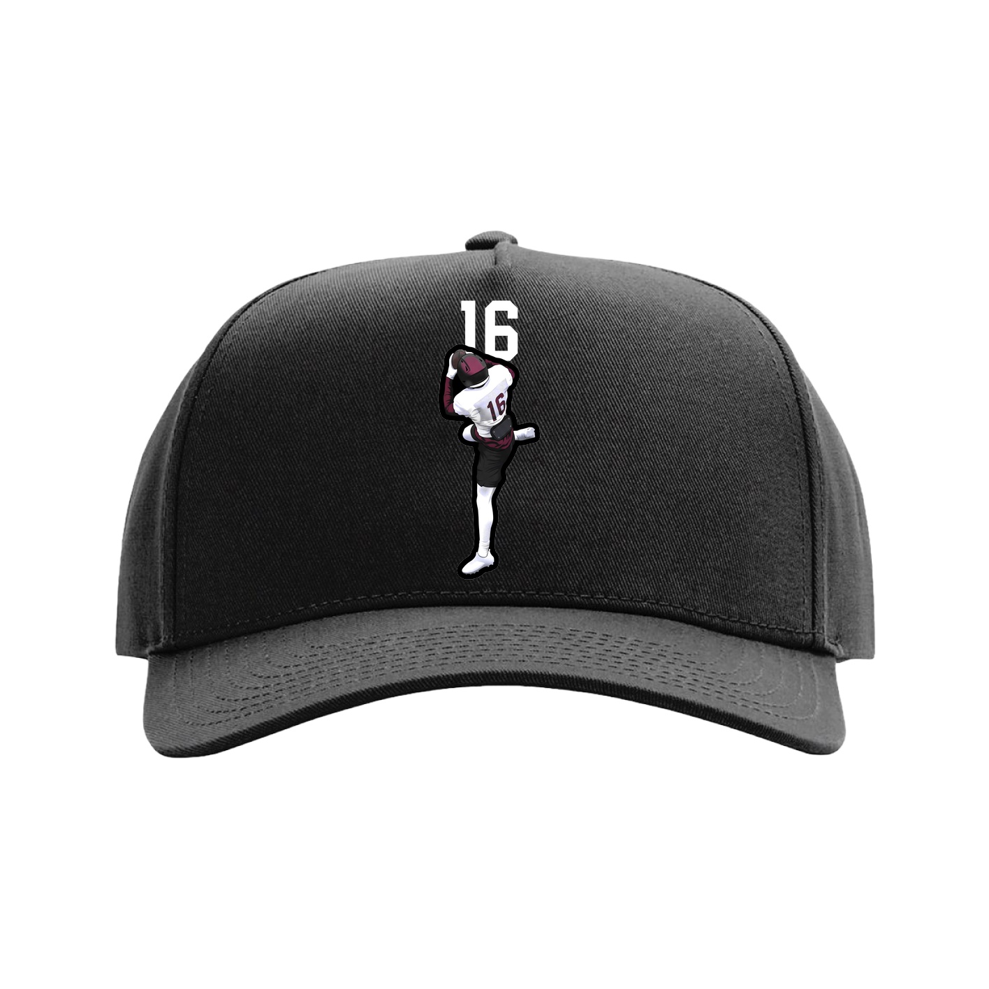 Full Fabric Five-Panel Champ Cap — Number Top in Black