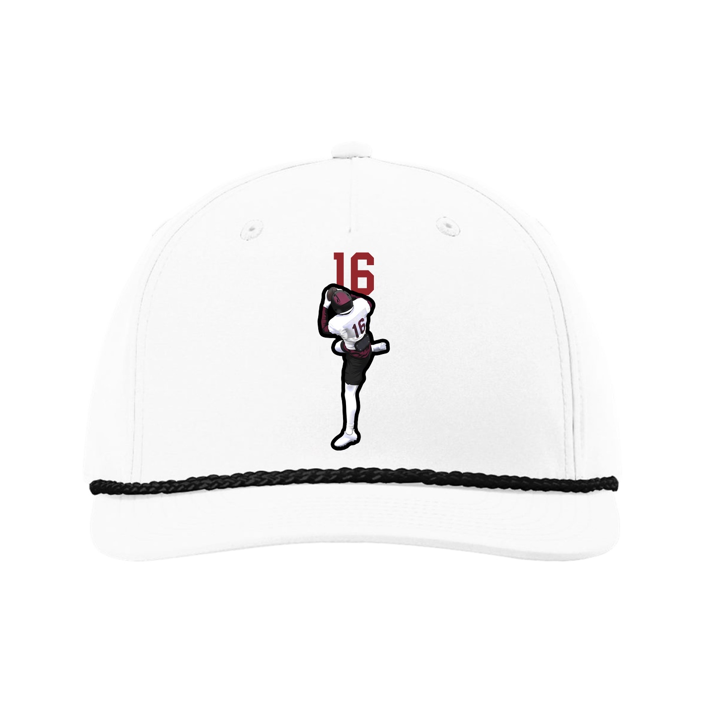 Five-Panel Classic Rope Cap — Number Top in White