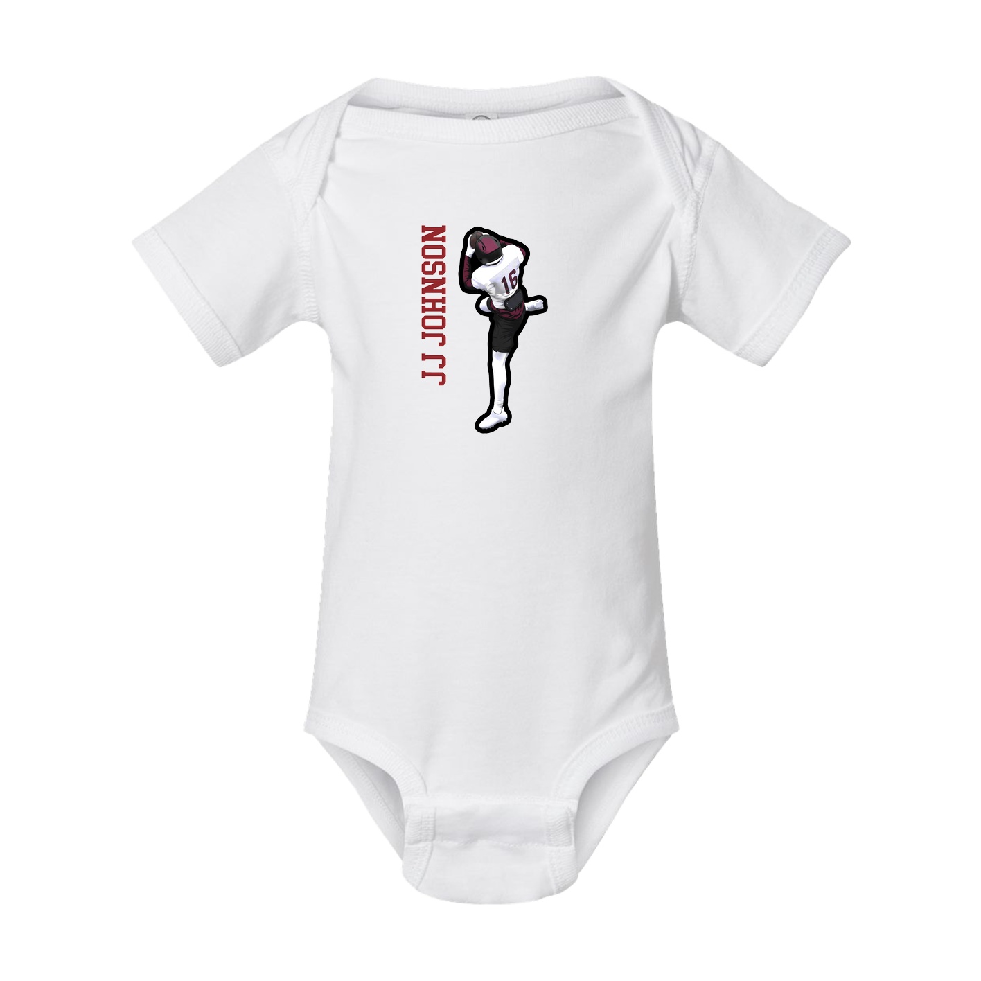 Baby Onesie — Name Vertical in White