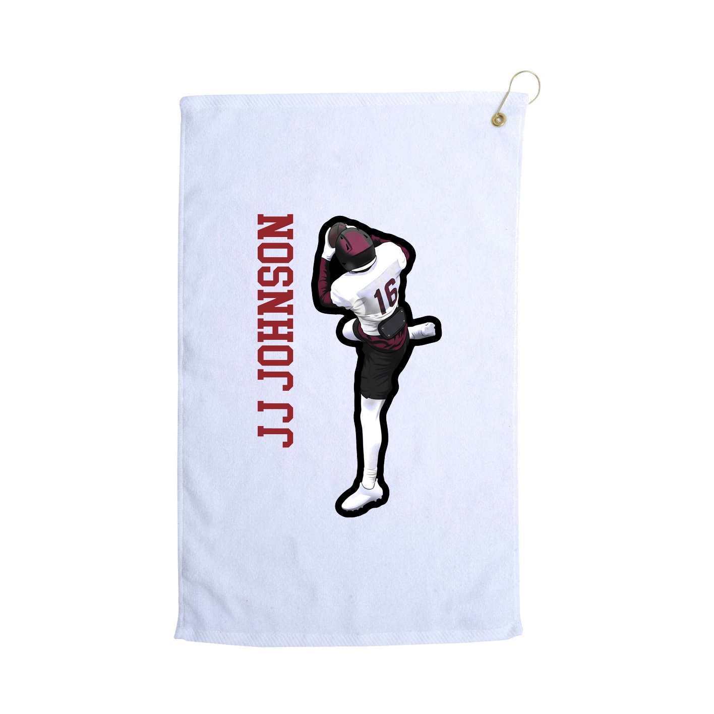 Golf Towel — Name Vertical in White