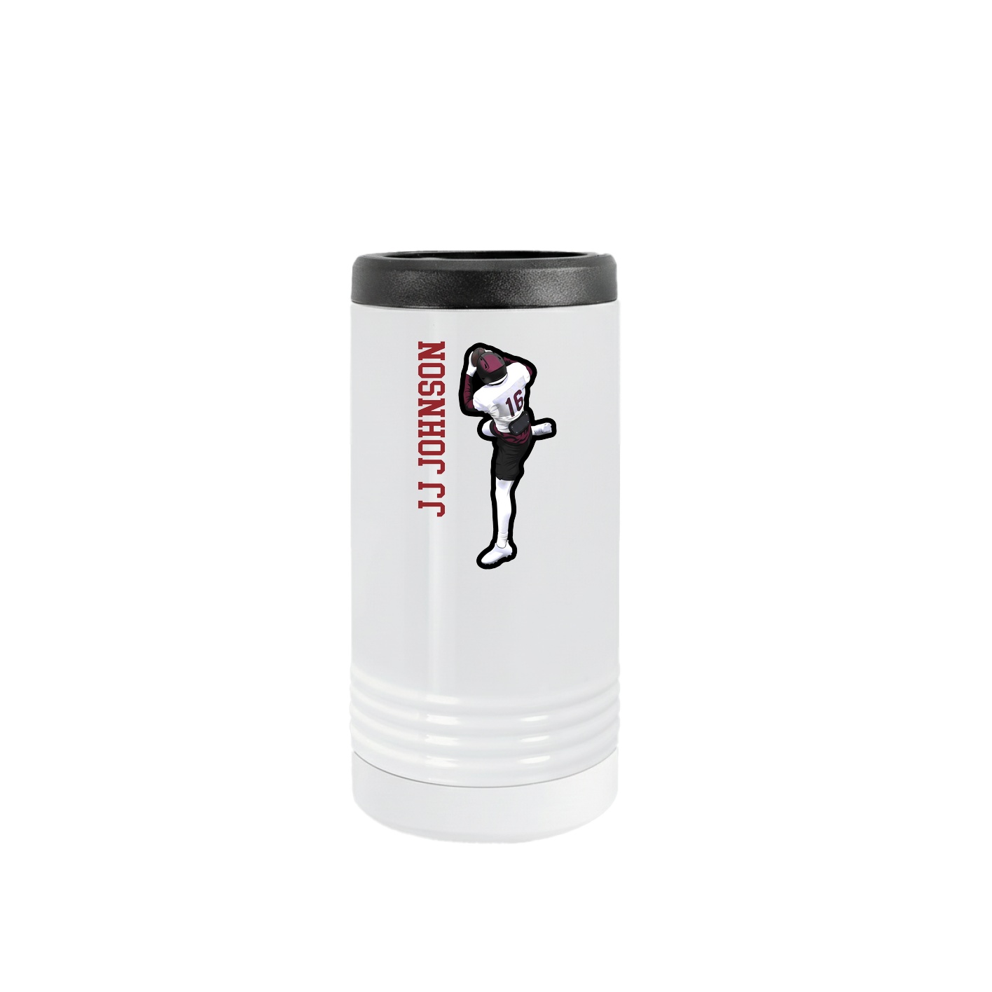 Slim Beverage Holder — Name Vertical in White