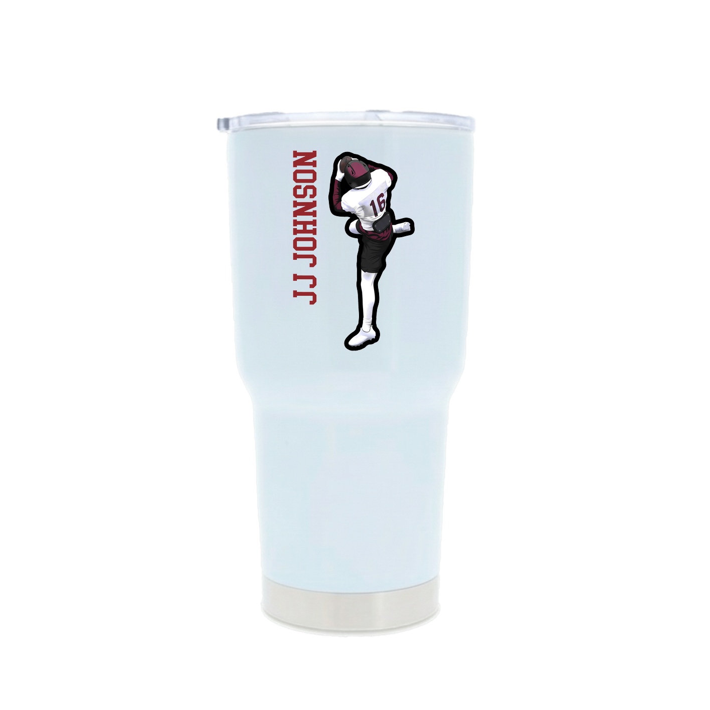 30oz Stainless Steel Tumbler — Name Vertical in White