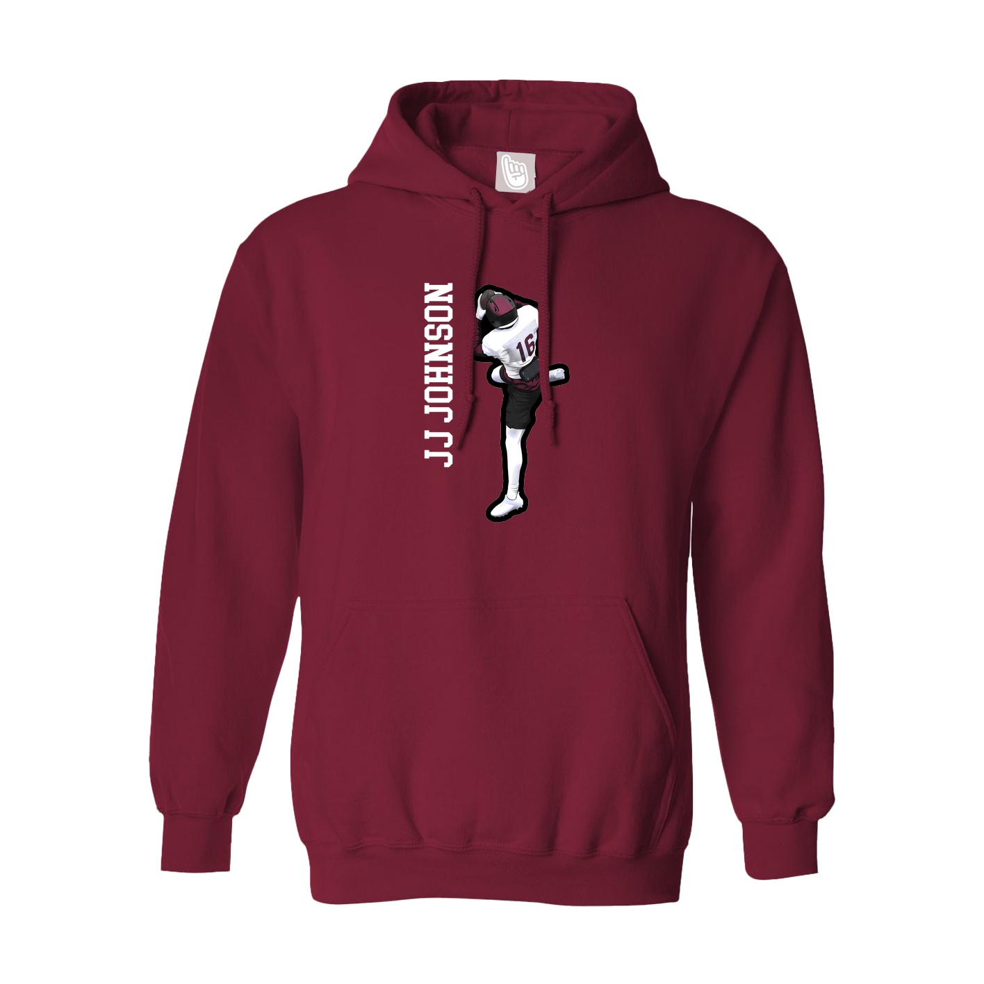 Hoodie — Name Vertical in Cardinal