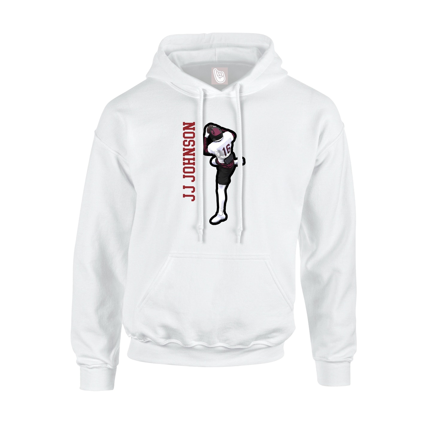 Youth Hoodie — Name Vertical in White