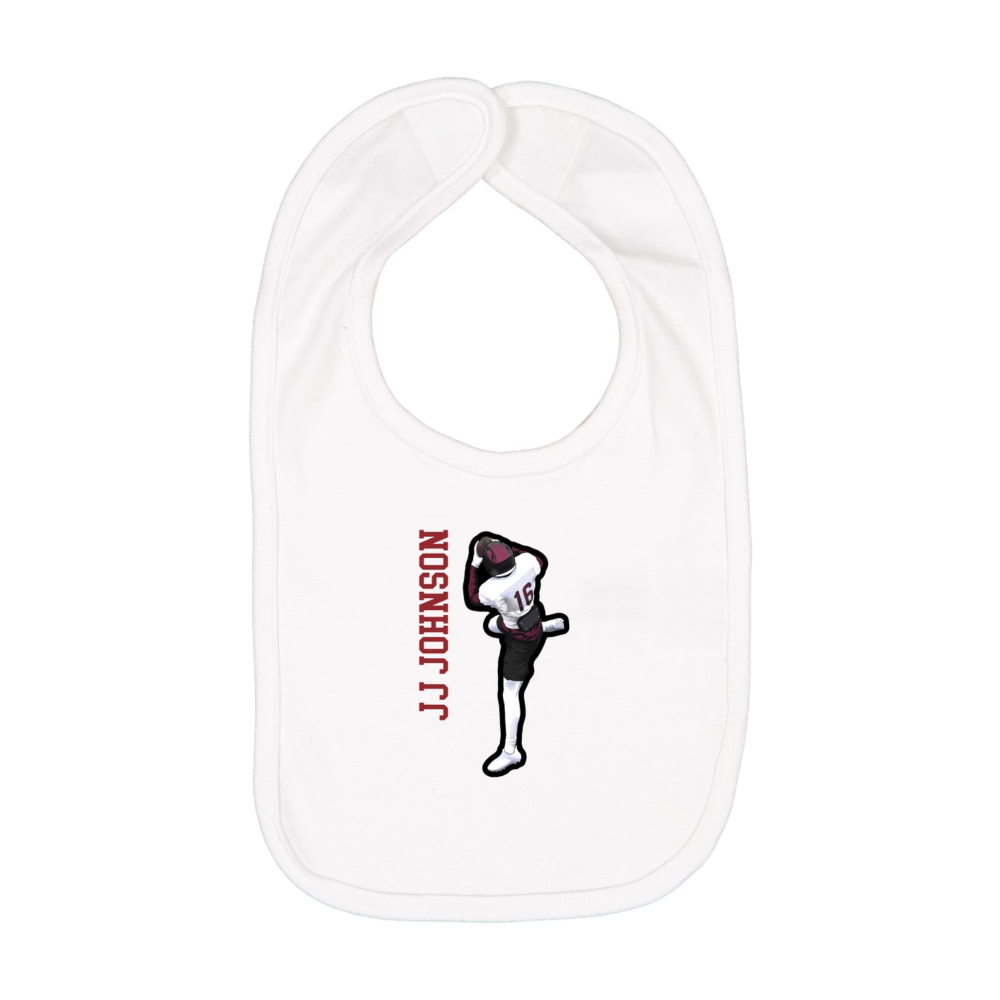 Infant Bib — Name Vertical in White