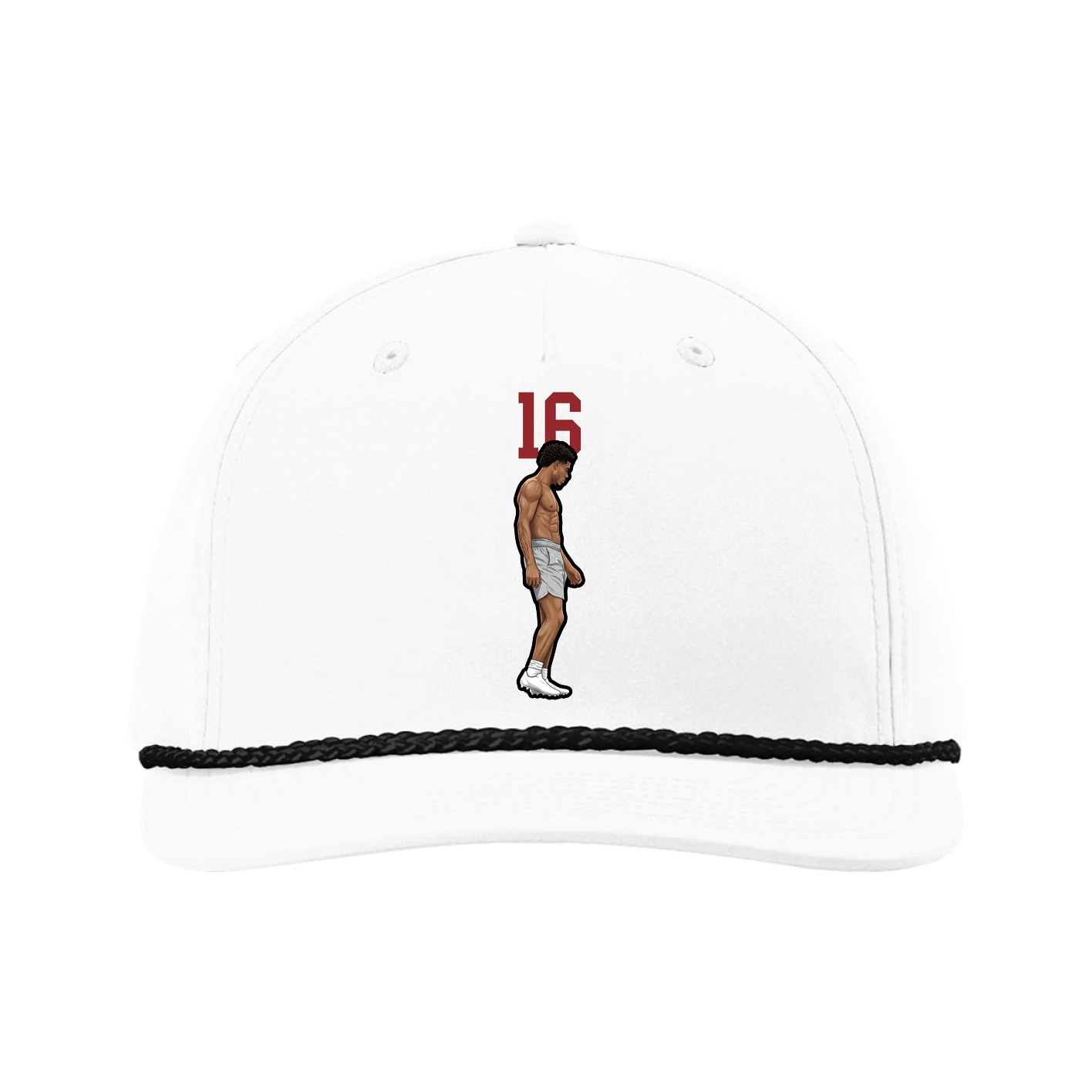 Five-Panel Classic Rope Cap — Number Top in White