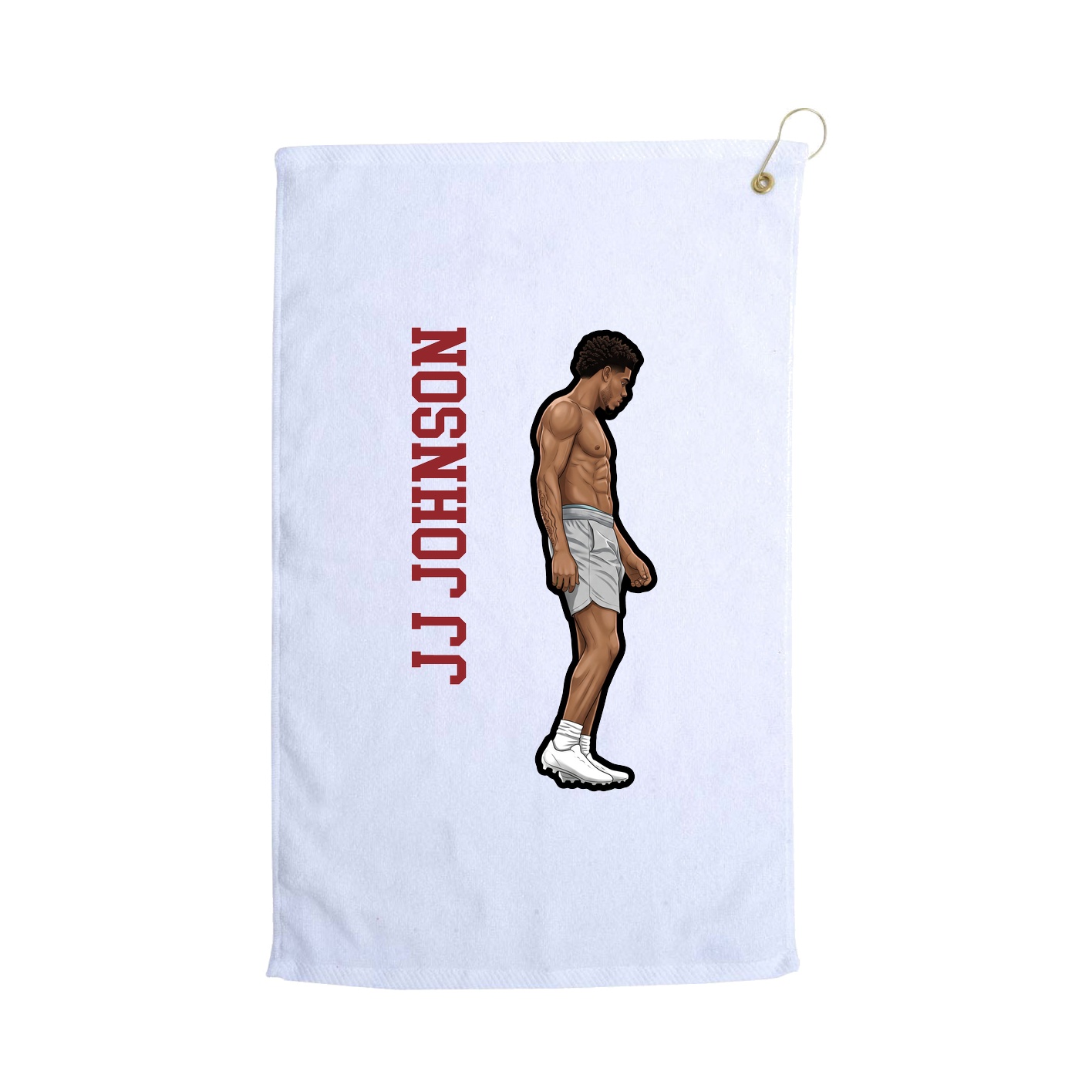 Golf Towel — Name Vertical in White