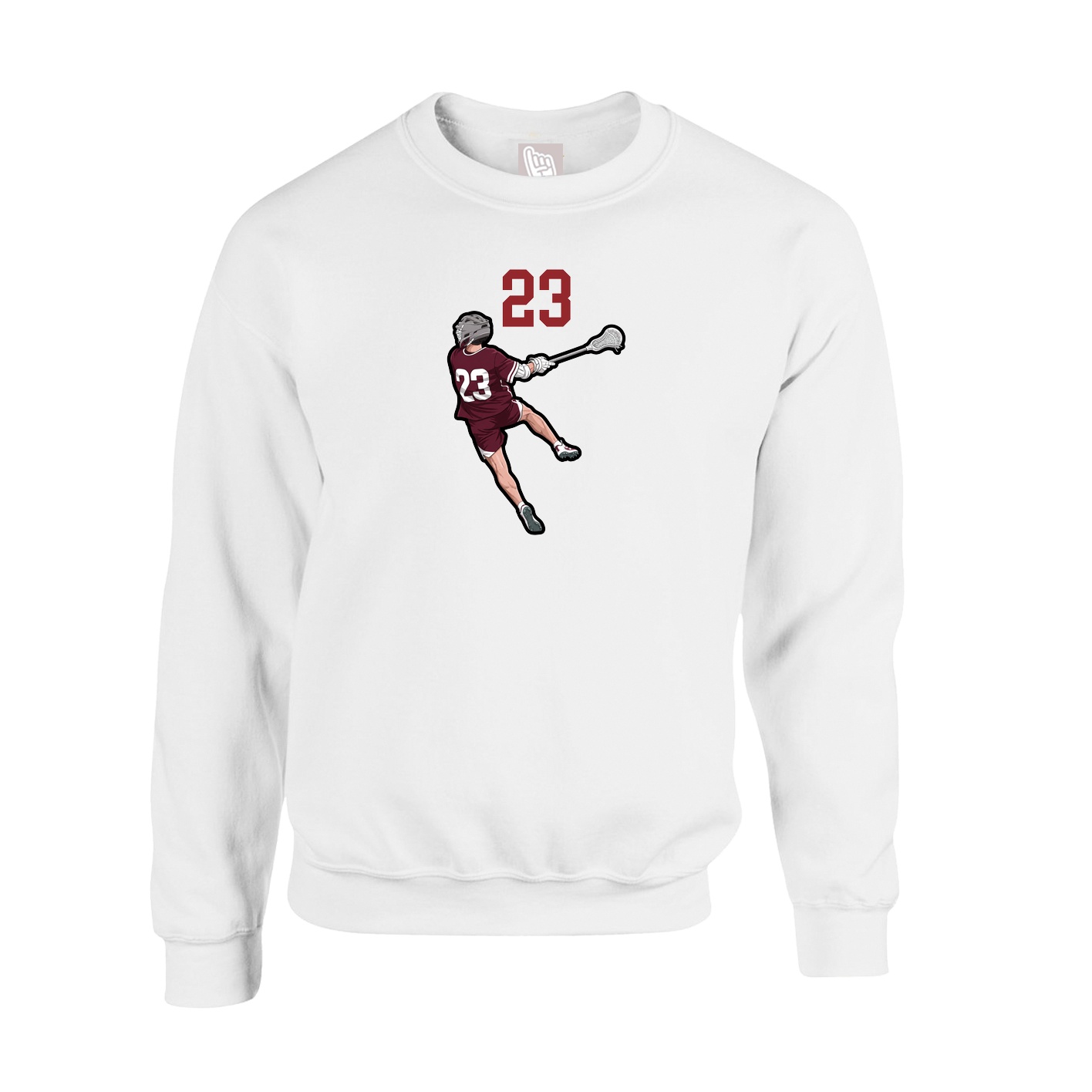 Fleece Crew — Number Top in White