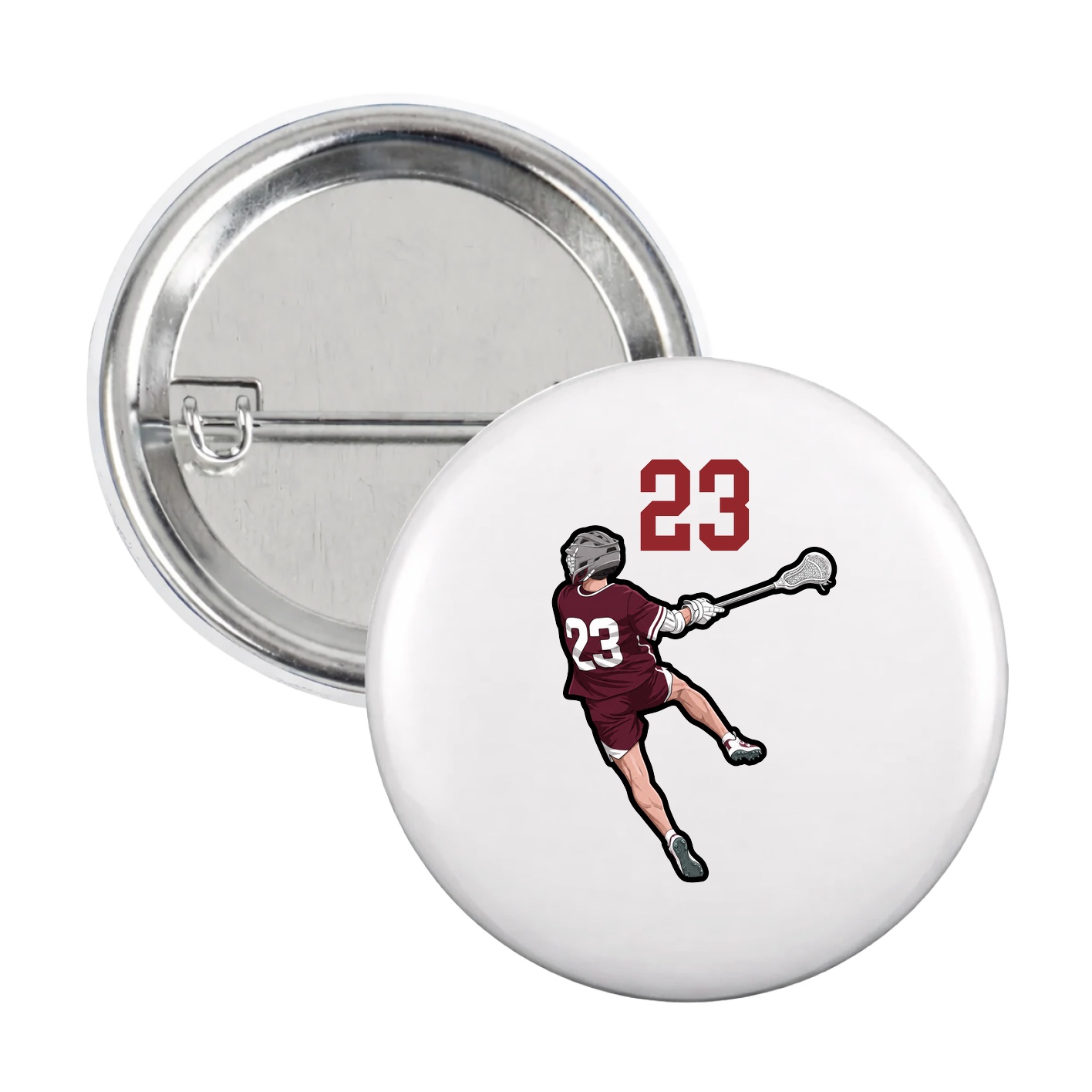 Game Day Button — Number Top in White