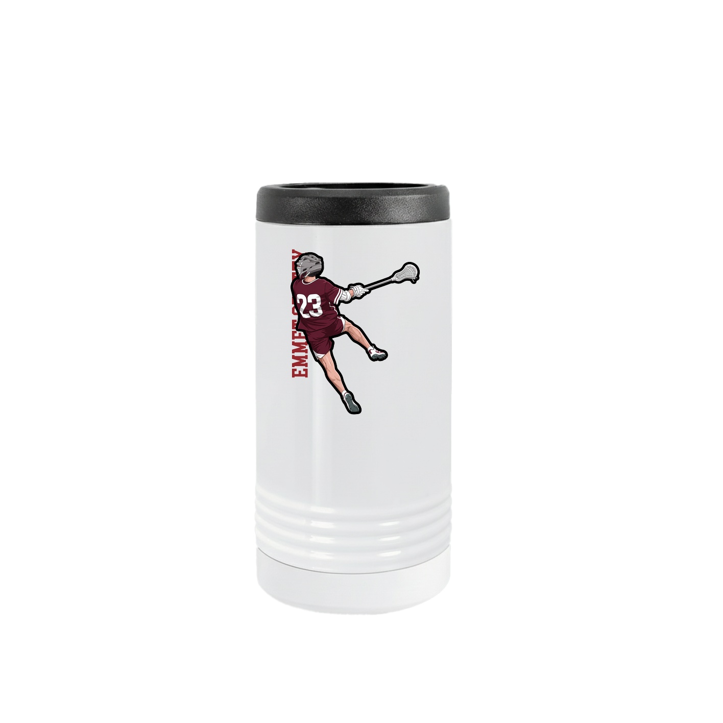 Slim Beverage Holder — Name Vertical in White