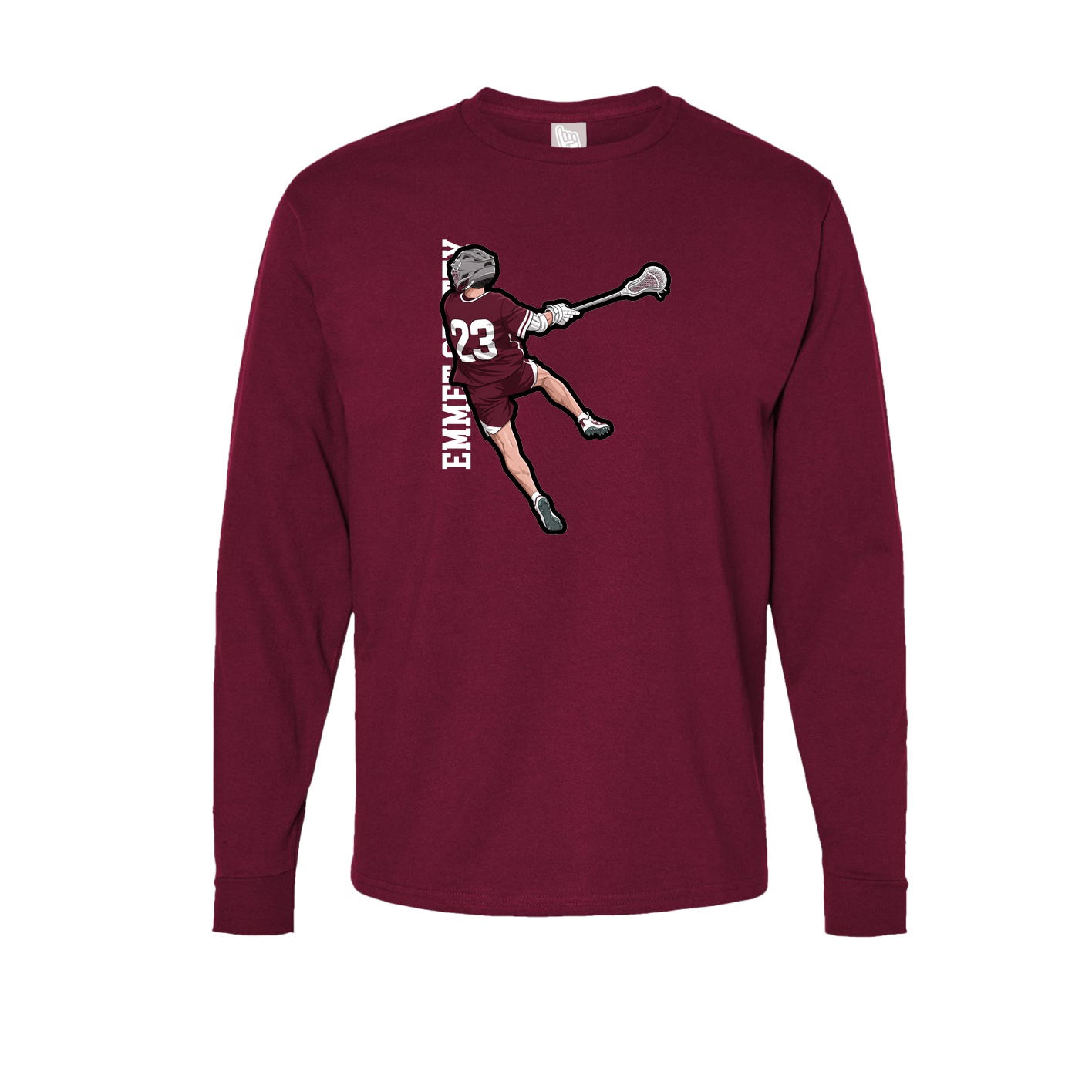 Long Sleeve Tee — Name Vertical in Cardinal