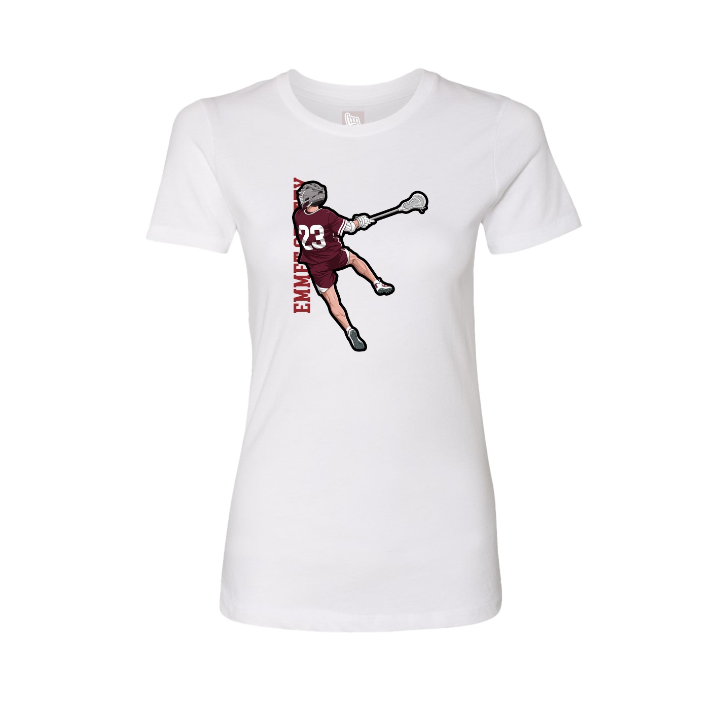 Fitted Women's Tee — Name Vertical in White