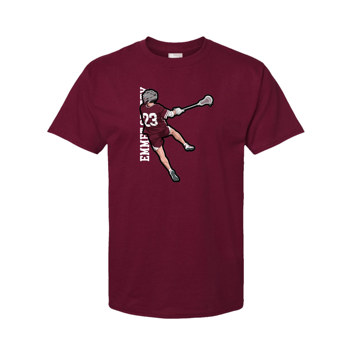 Youth Tee — Name Vertical in Cardinal