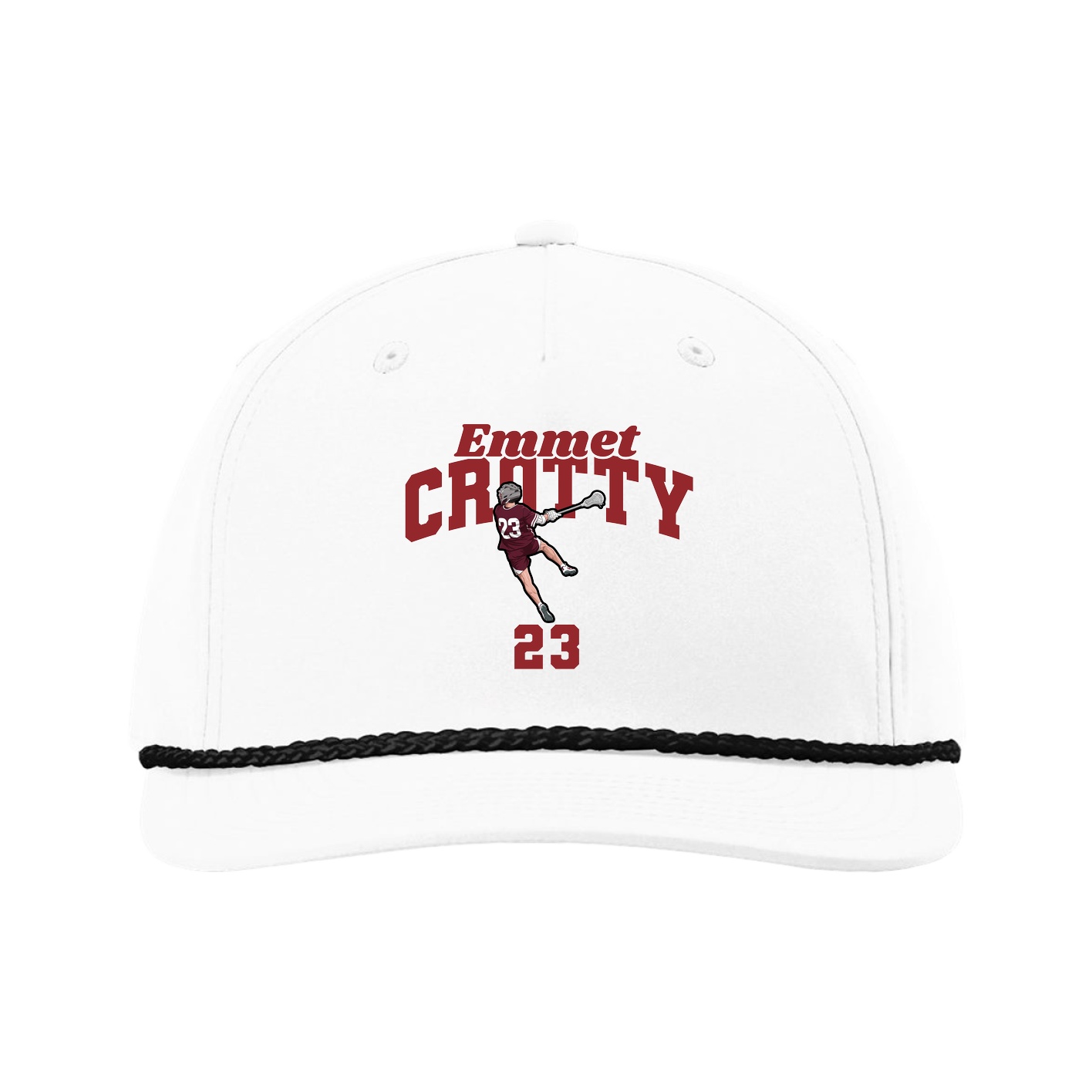 Five-Panel Classic Rope Cap — Signature Arch in White