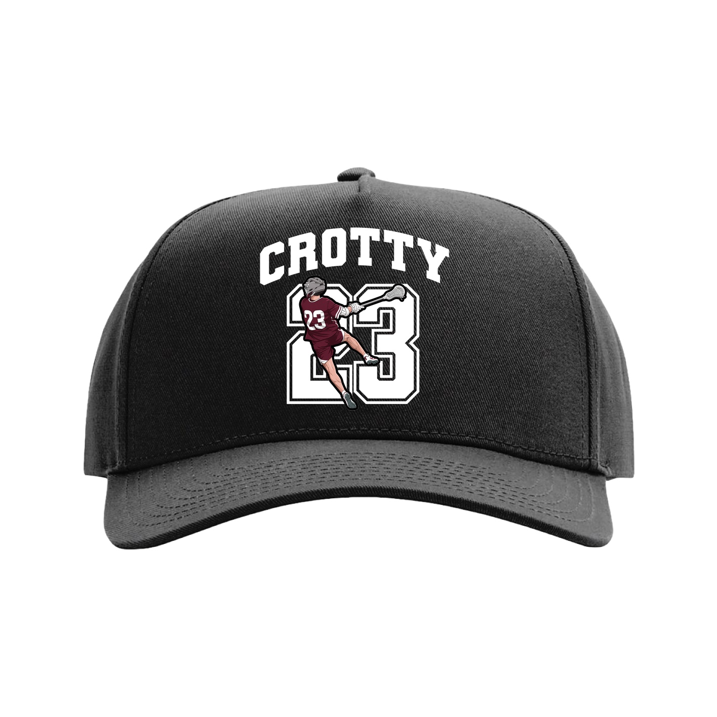 Full Fabric Five-Panel Champ Cap — Number in Black