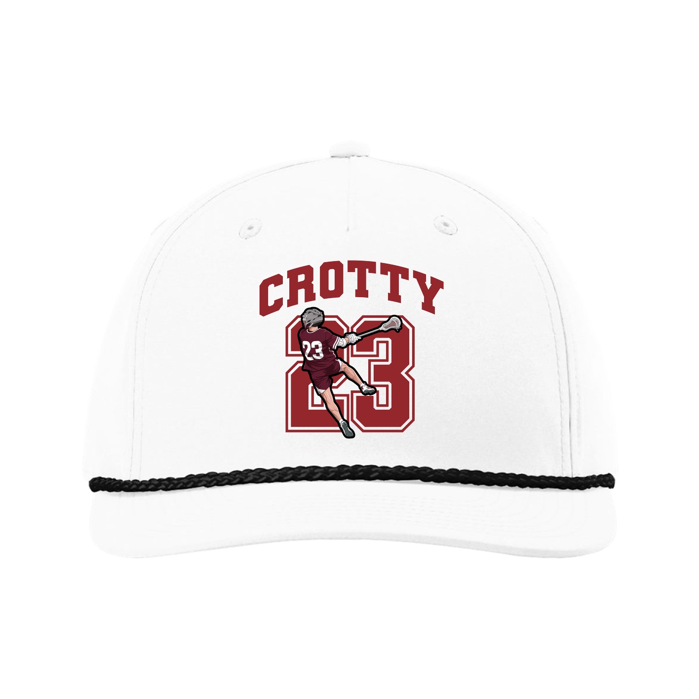 Five-Panel Classic Rope Cap — Number in White