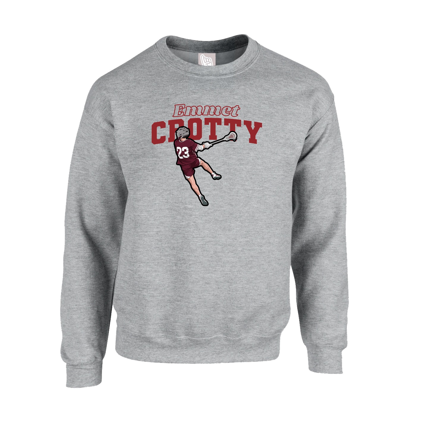 Fleece Crew — Name Arch in Grey