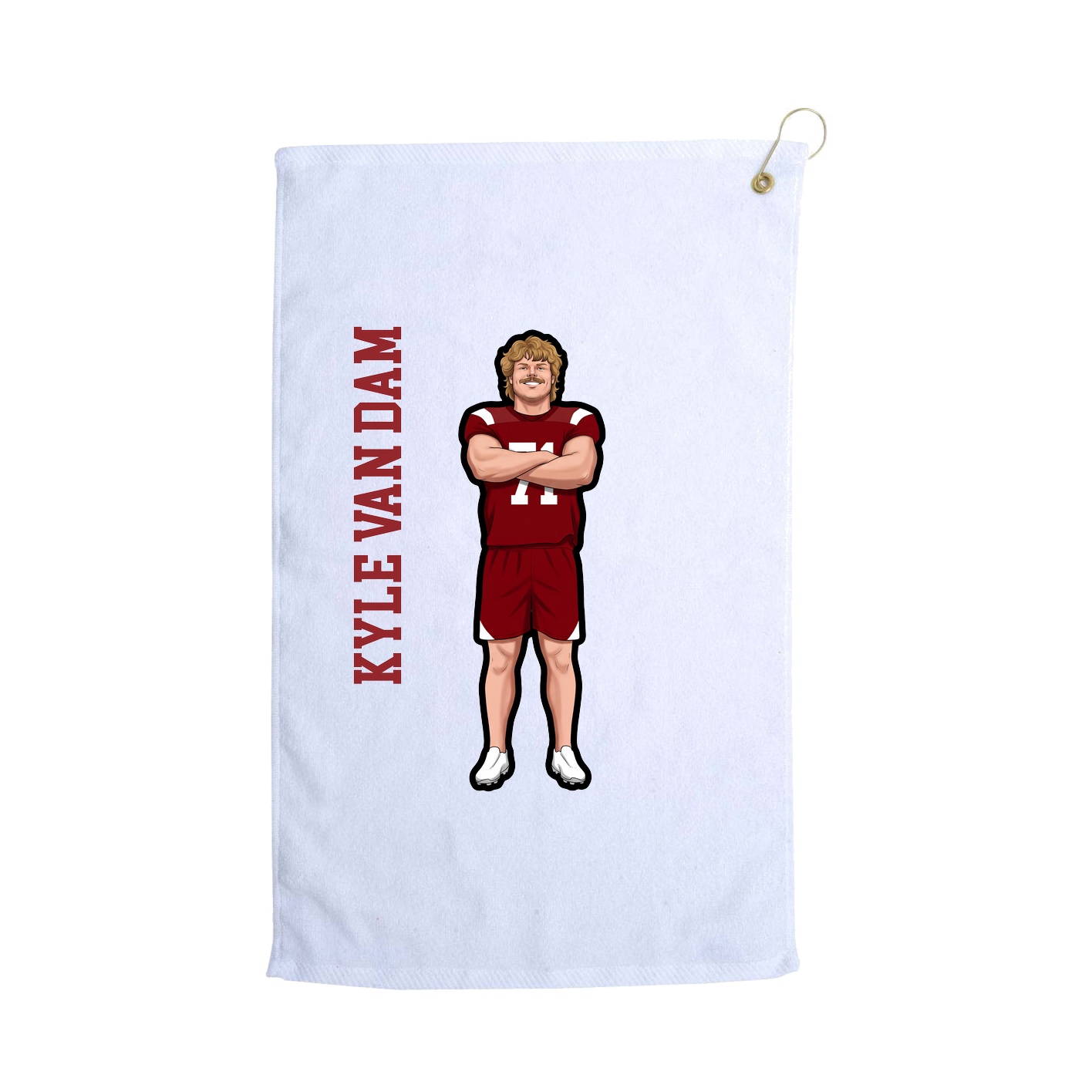 Golf Towel — Name Vertical in White