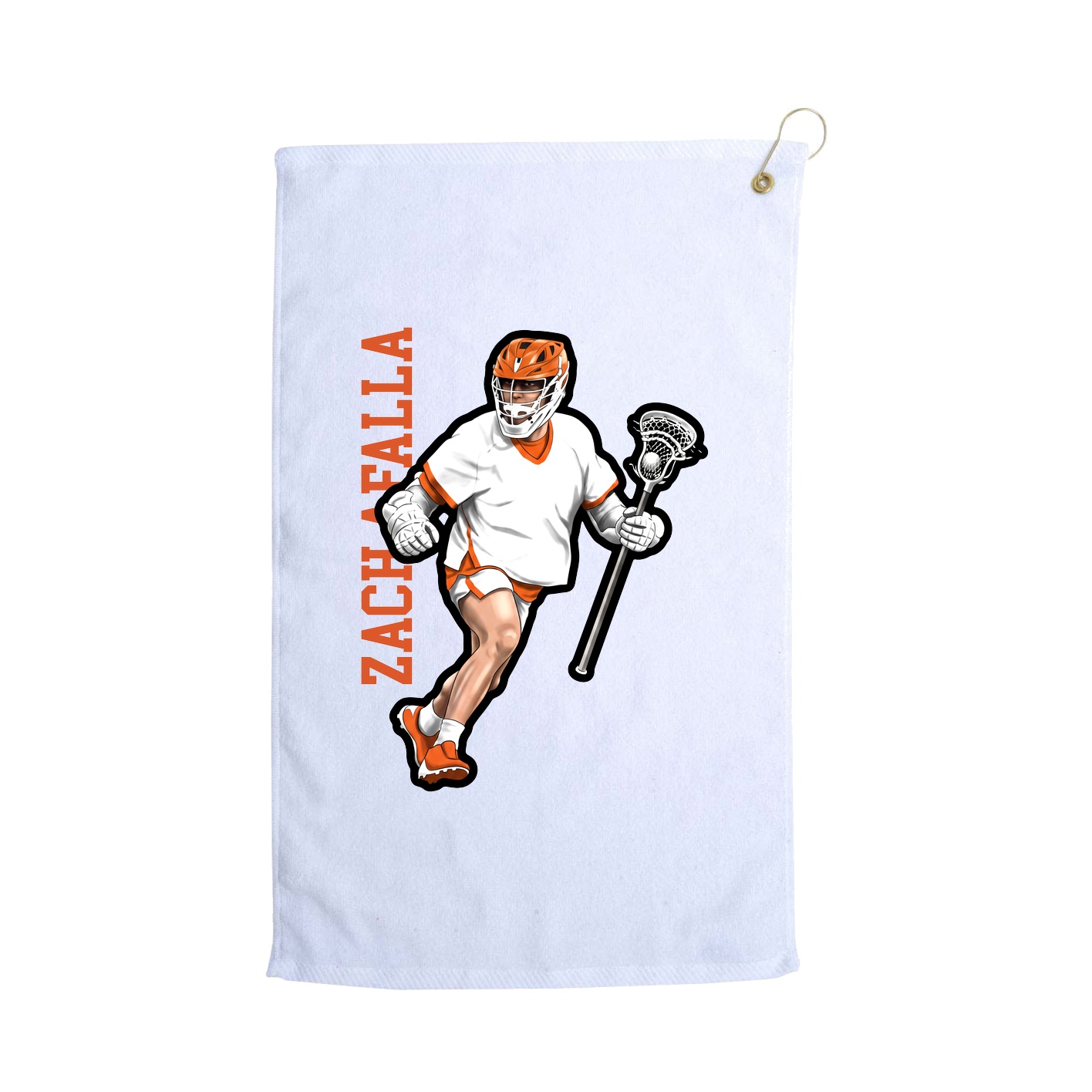 Golf Towel — Name Vertical in White