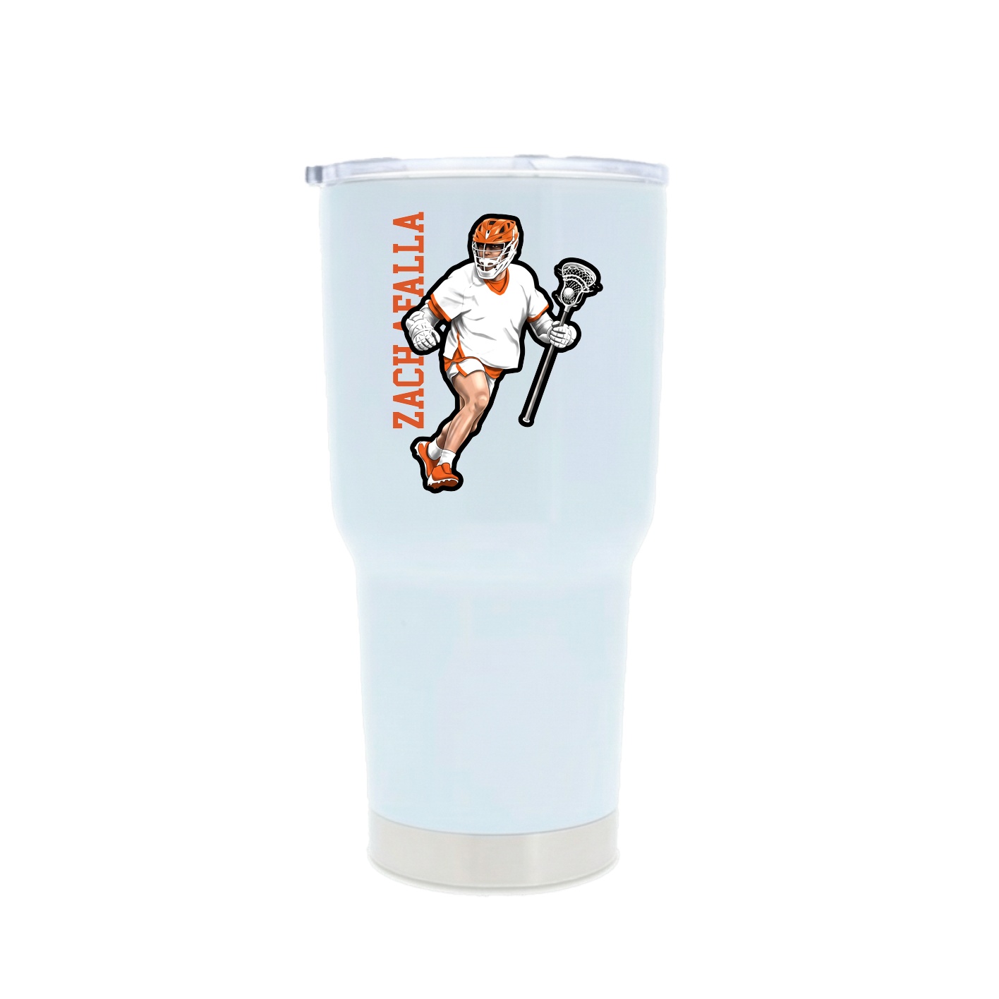 30oz Stainless Steel Tumbler — Name Vertical in White