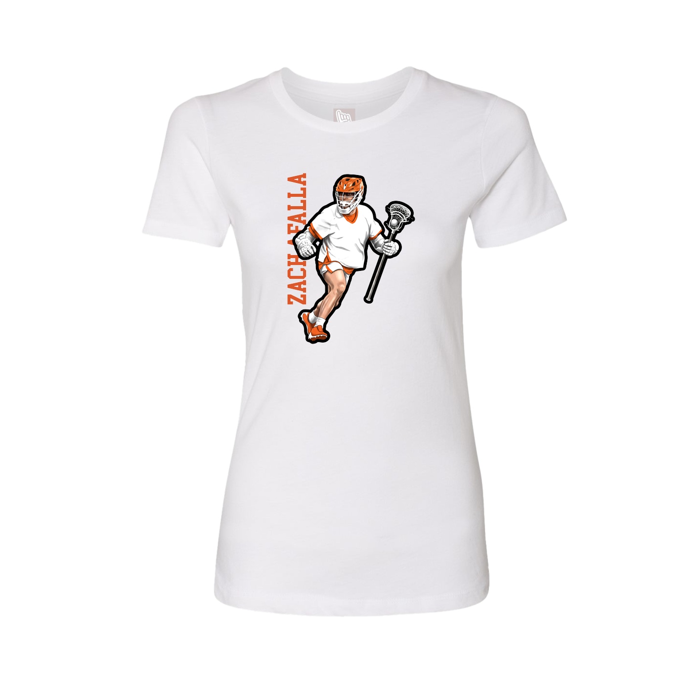 Fitted Women's Tee — Name Vertical in White