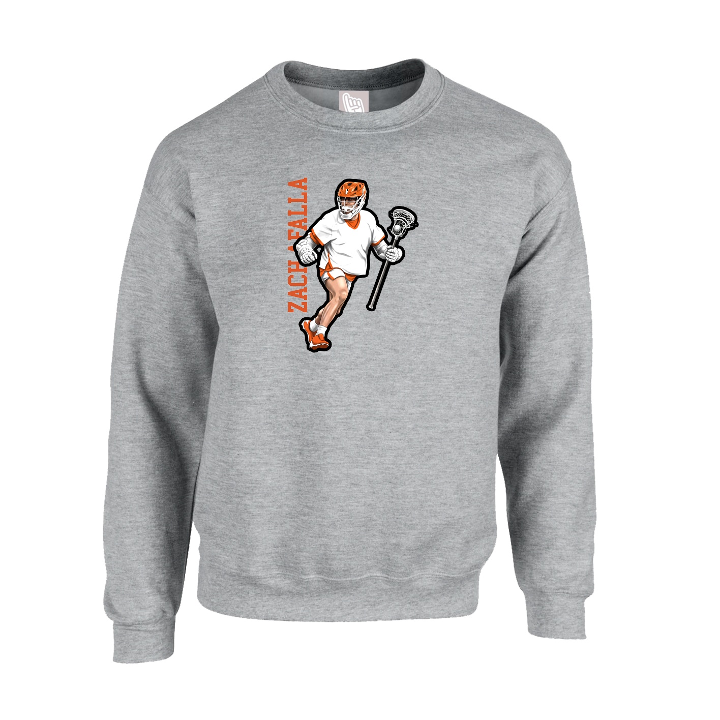 Fleece Crew — Name Vertical in Grey