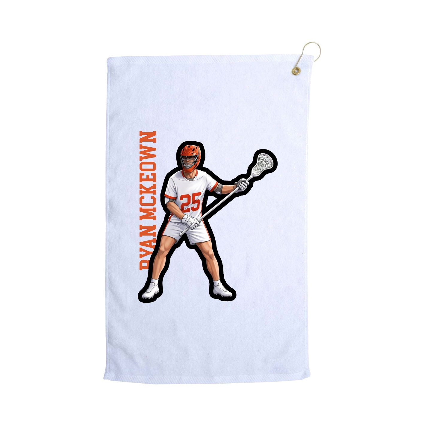 Golf Towel — Name Vertical in White