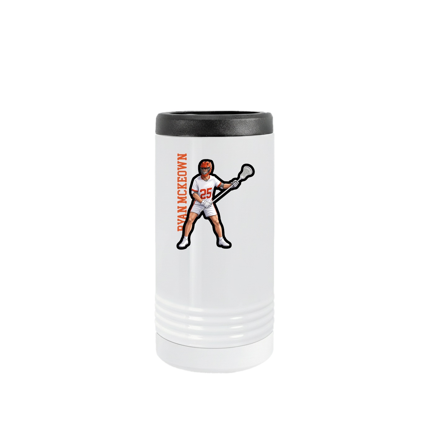 Slim Beverage Holder — Name Vertical in White