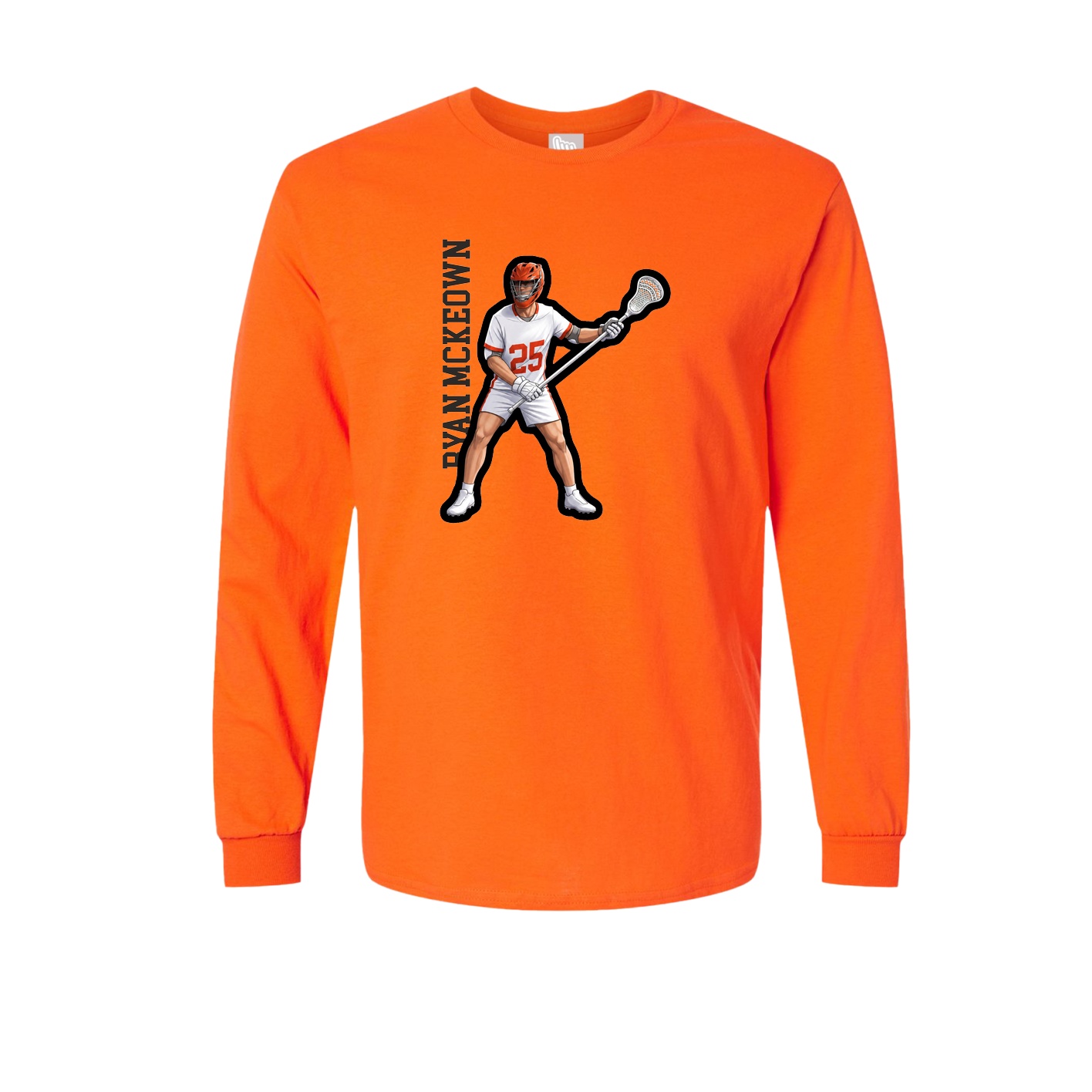 Long Sleeve Tee — Name Vertical in Orange