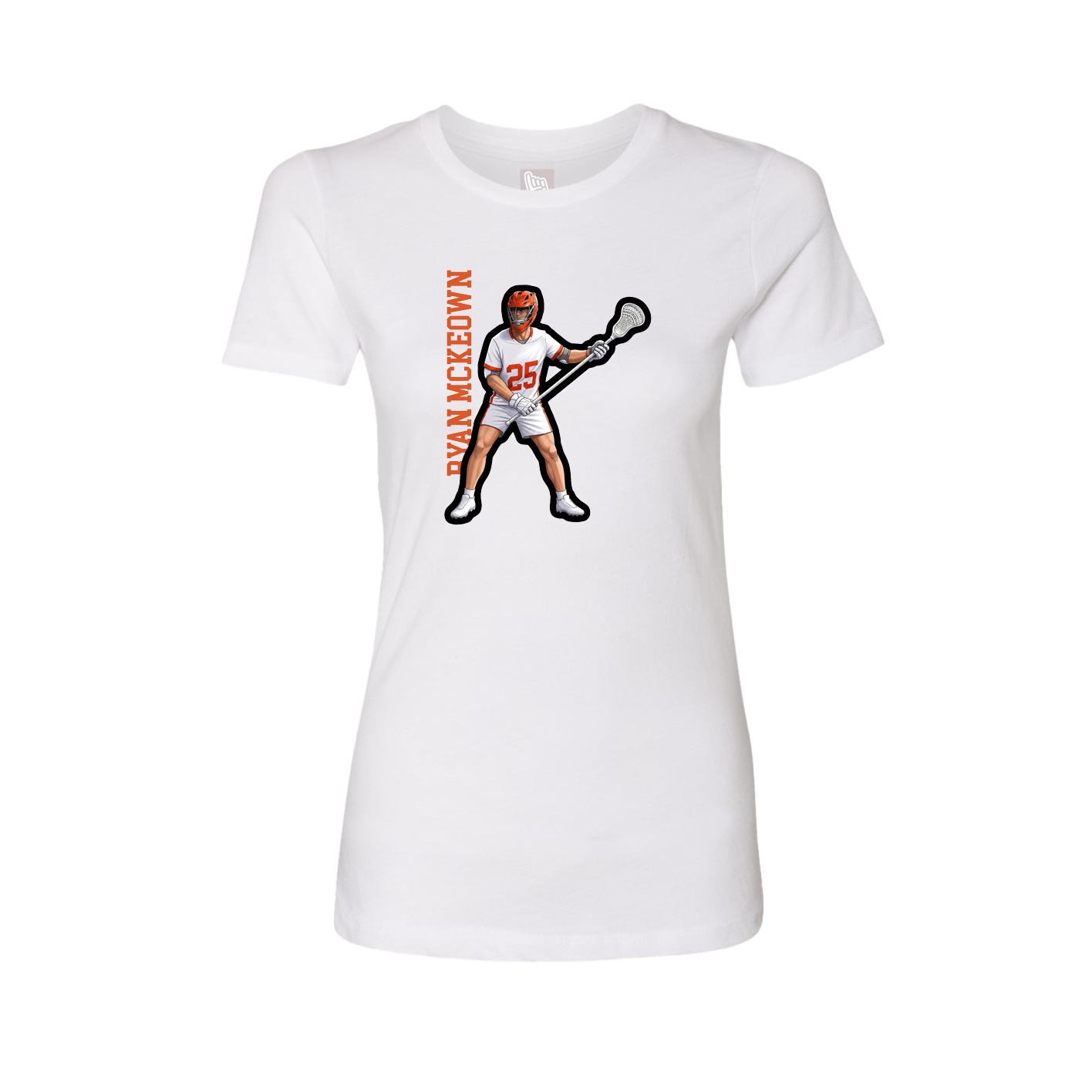 Fitted Women's Tee — Name Vertical in White