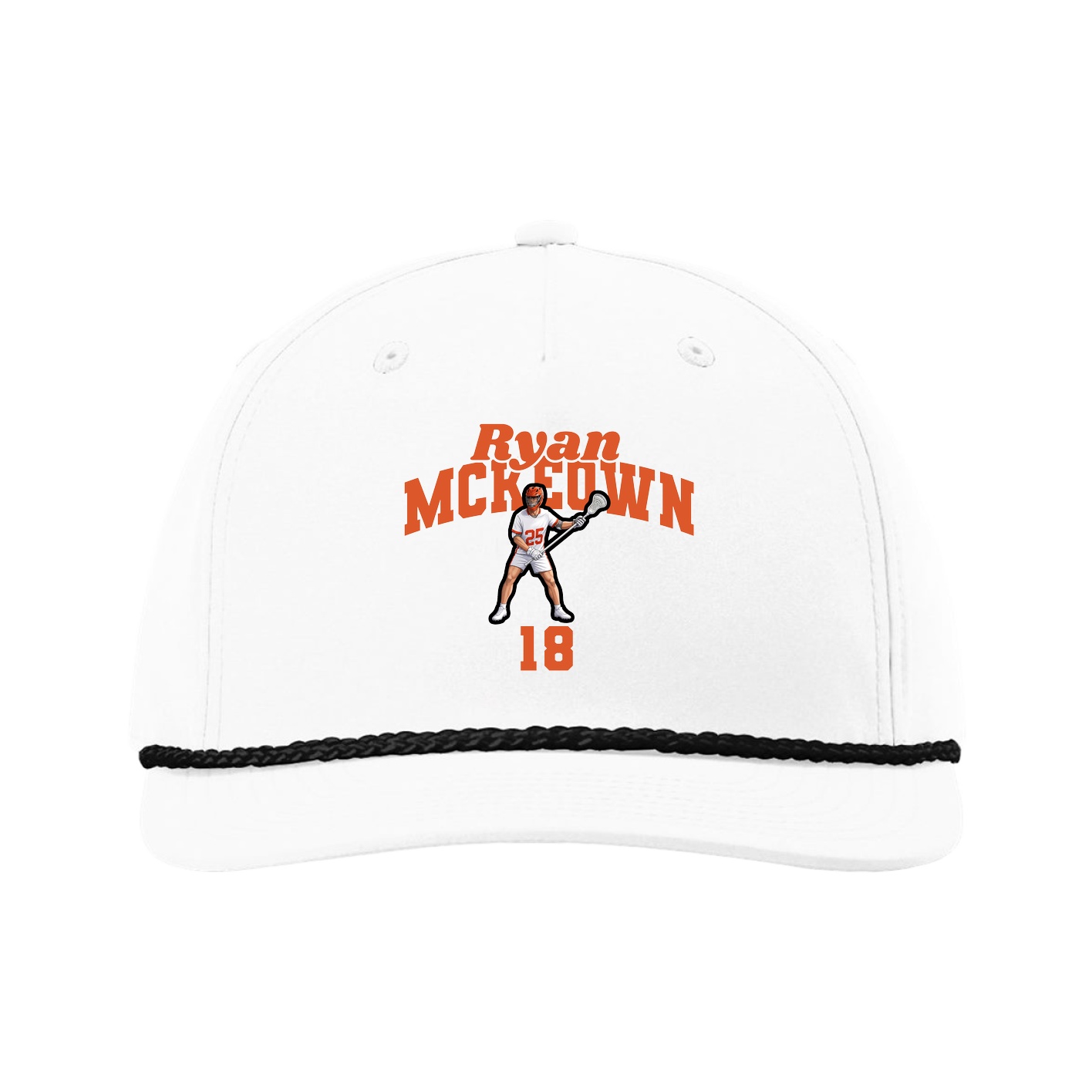 Five-Panel Classic Rope Cap — Signature Arch in White